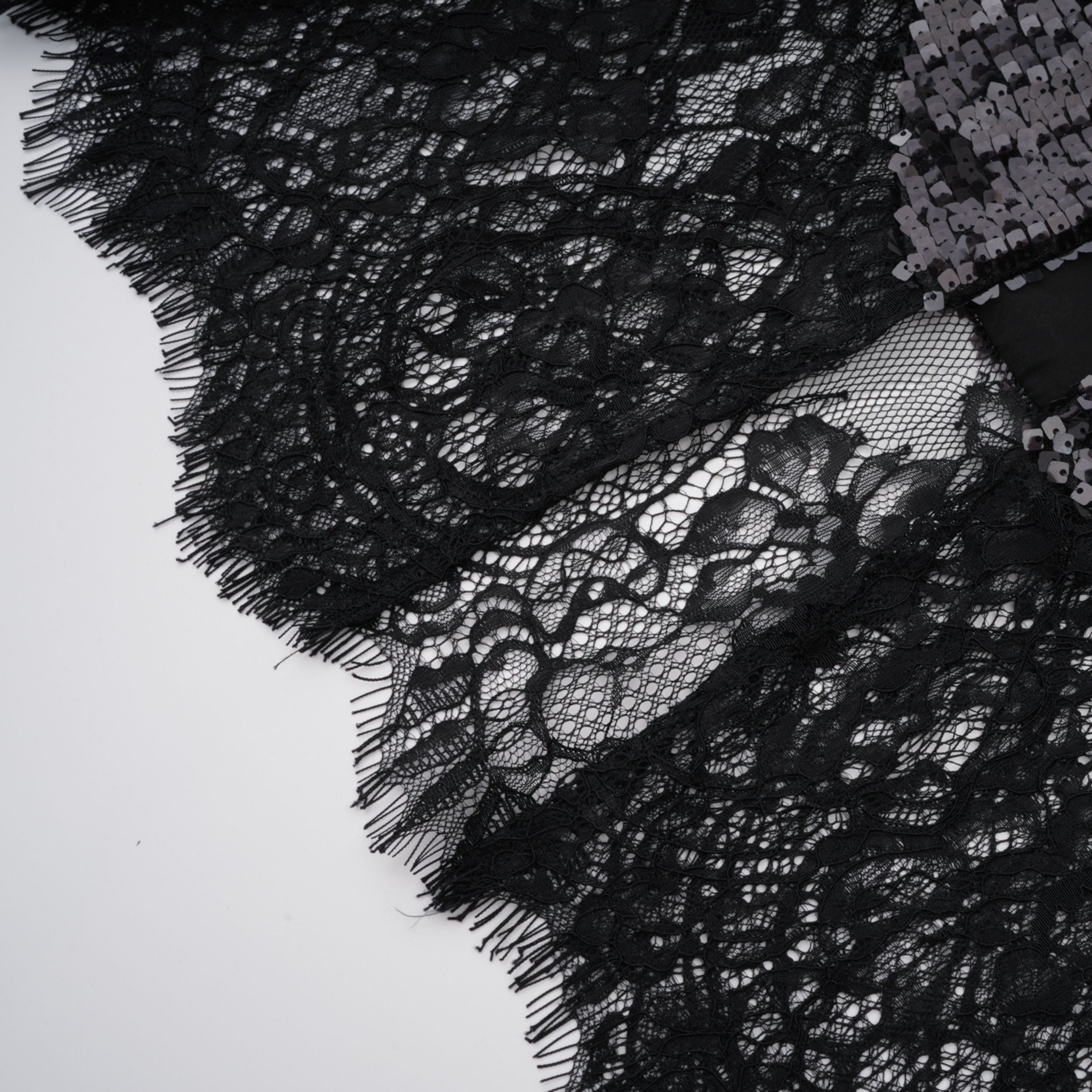 Ava Black Lace Panel Sequined Maxi Dress (Final Sale)