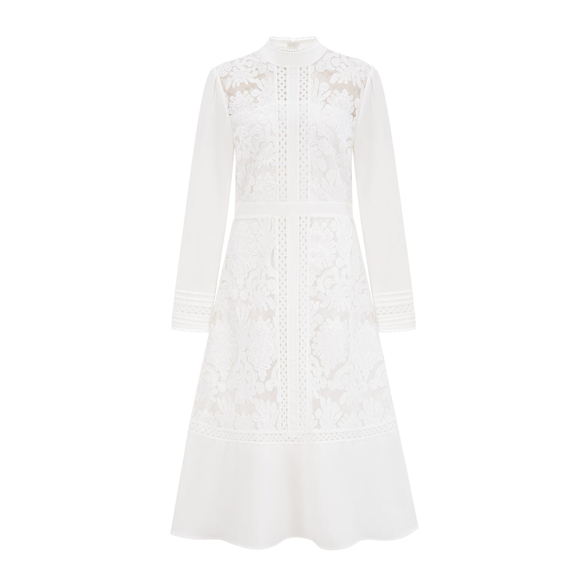 Madeleine white panelled embroidered midi dress