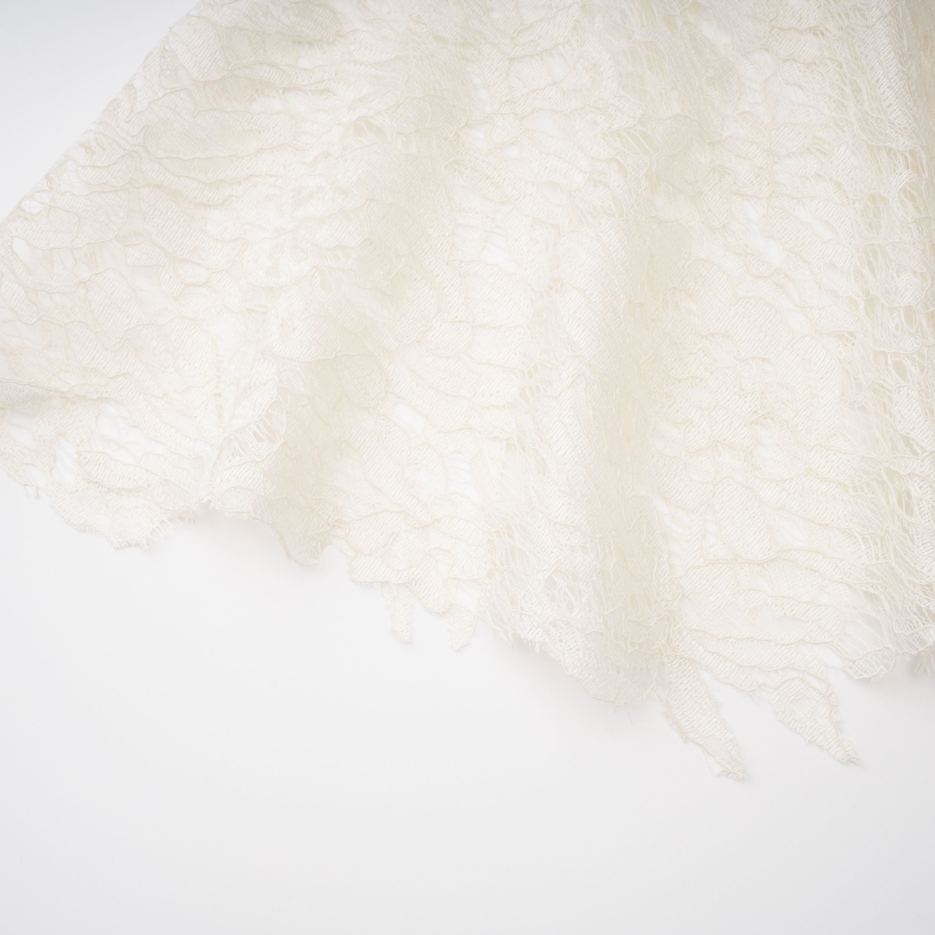 Alaia White Cape Design Floral Lace Midi Dress