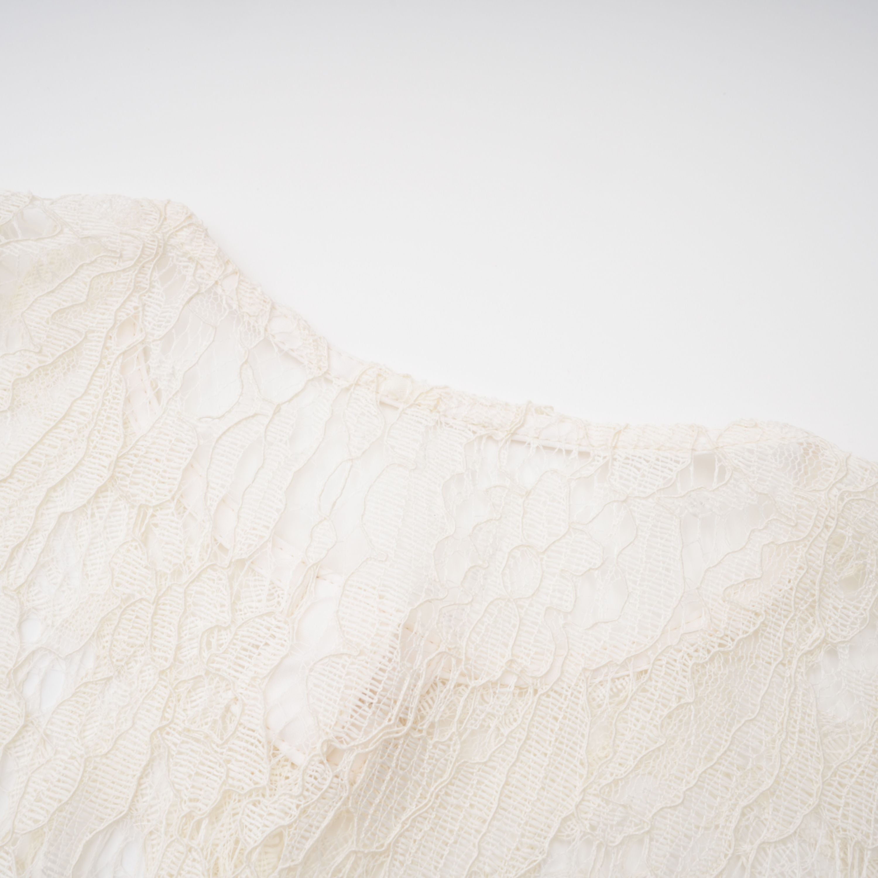 Alaia White Cape Design Floral Lace Midi Dress