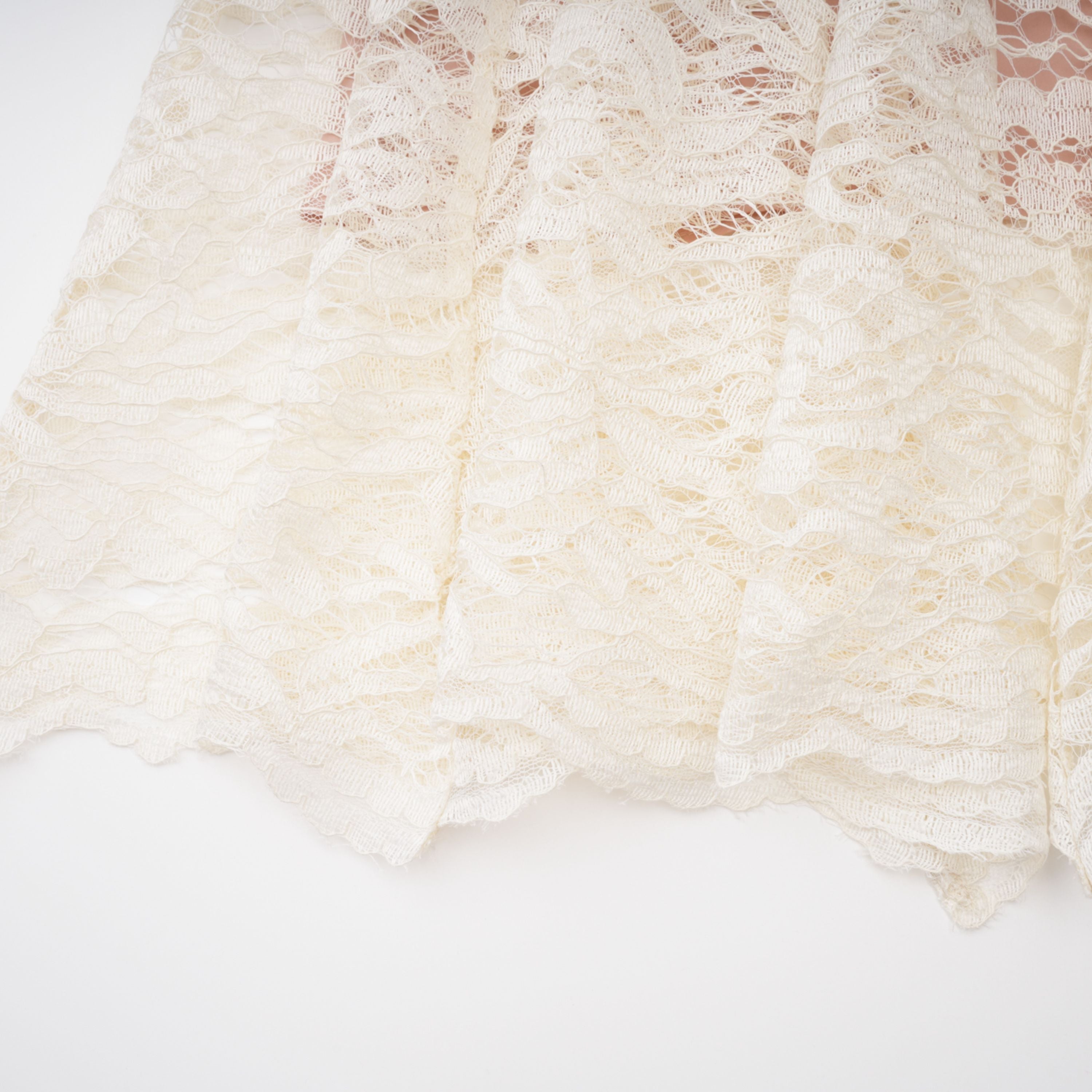 Alaia White Cape Design Floral Lace Midi Dress