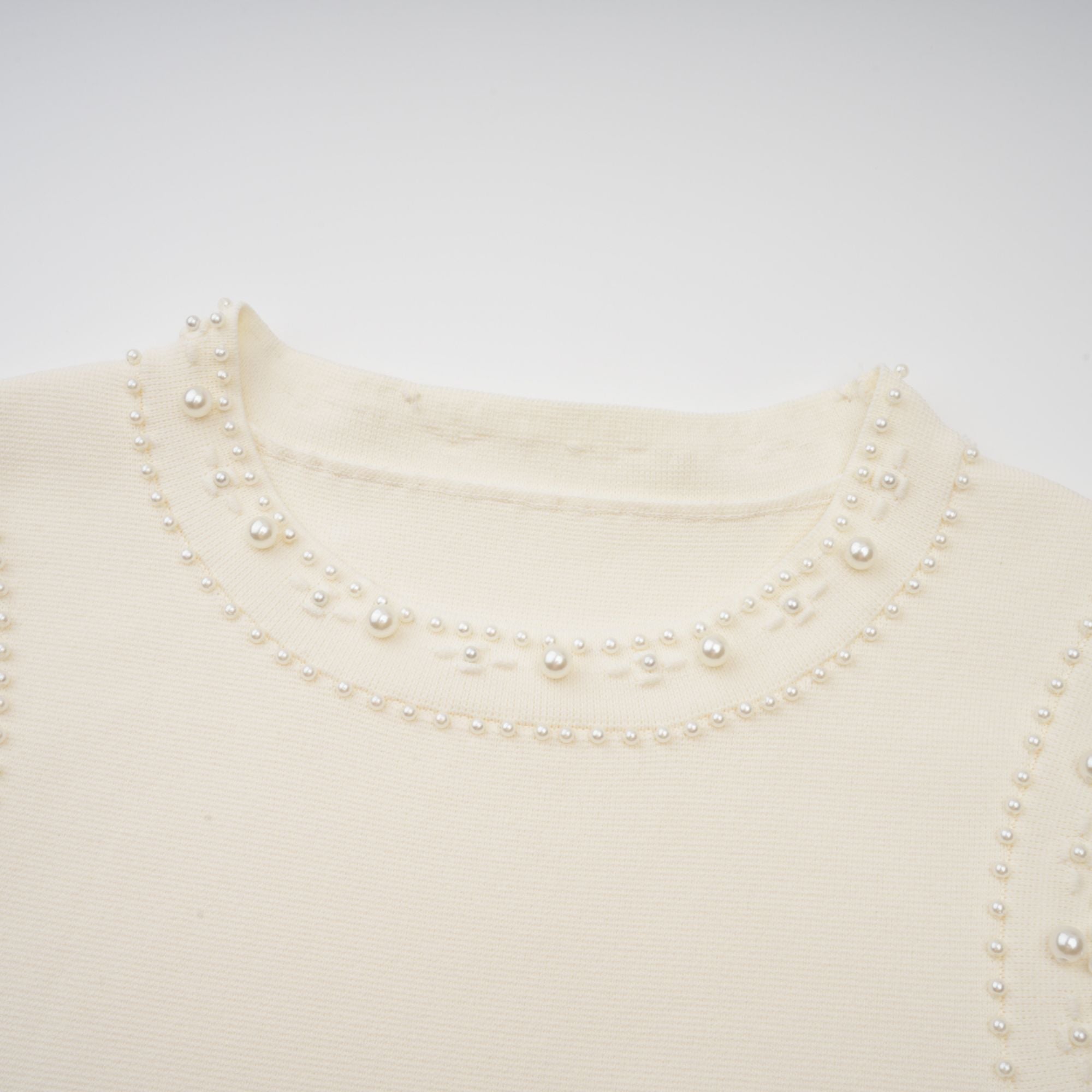Donatienne white faux-pearl knitted maxi dress
