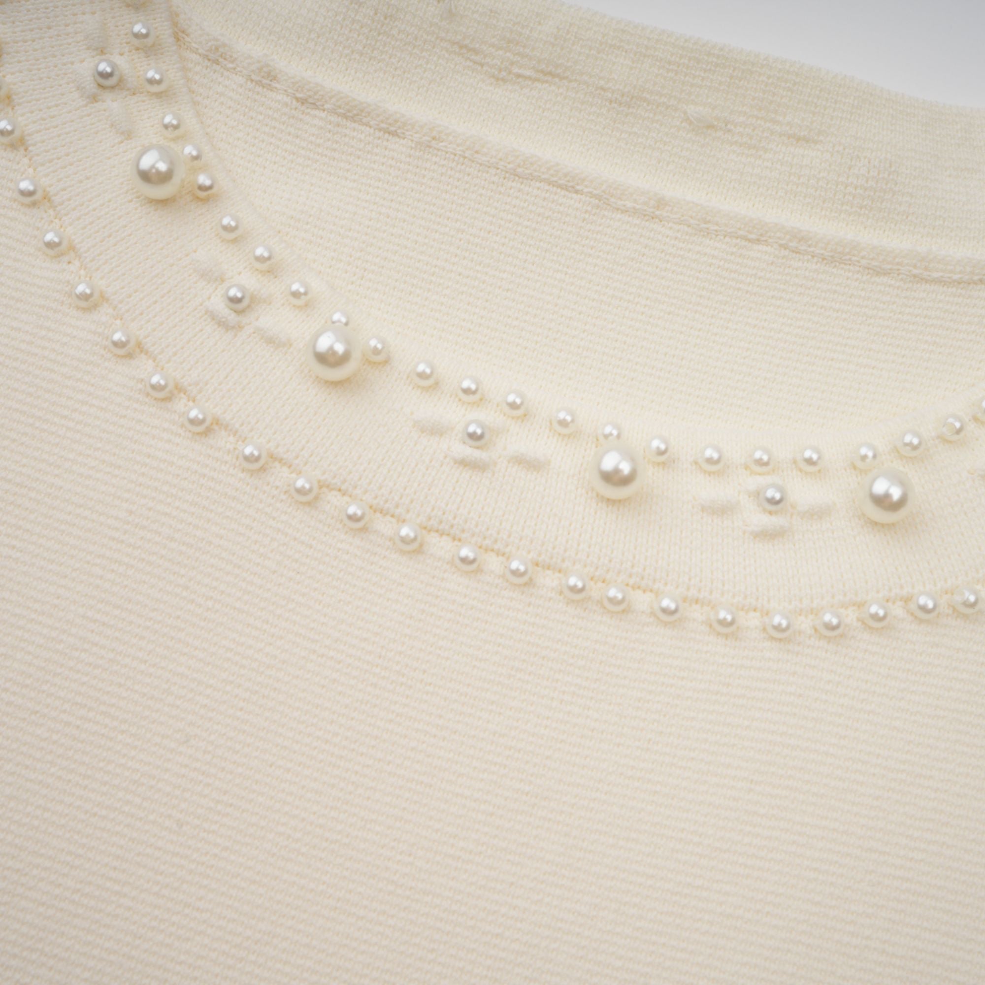 Donatienne white faux-pearl knitted maxi dress