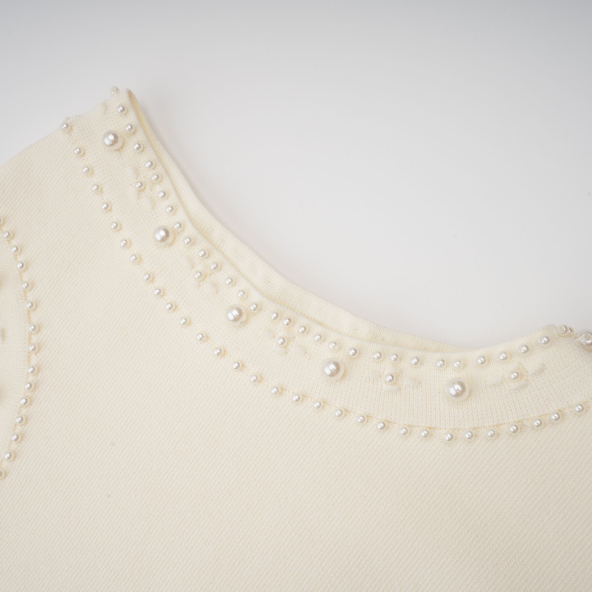Donatienne white faux-pearl knitted maxi dress