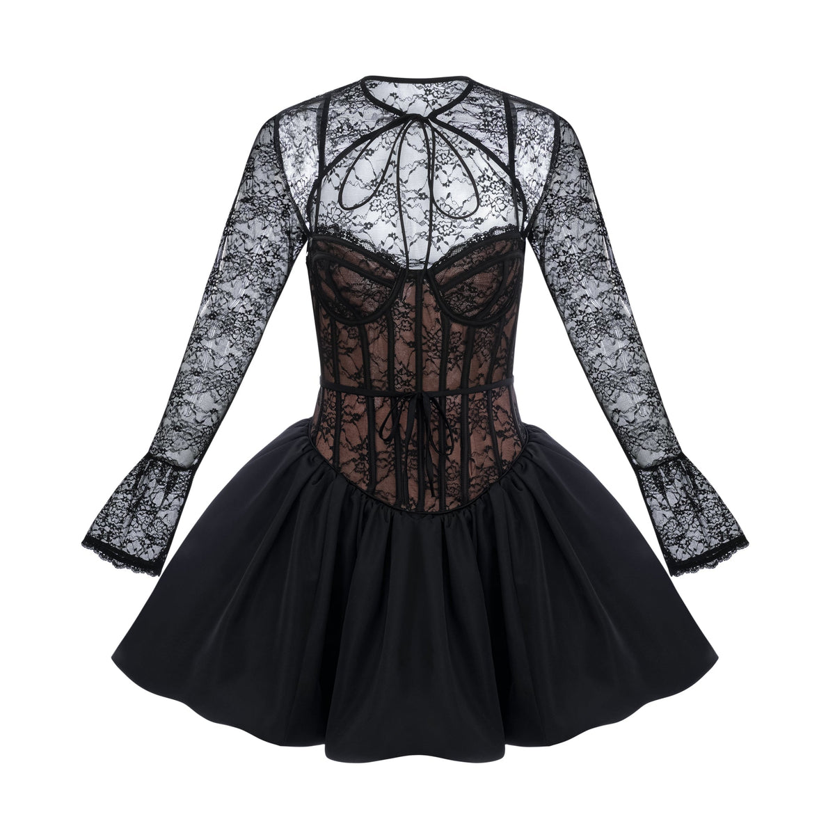 Louise black floral-lace vest & dress matching set