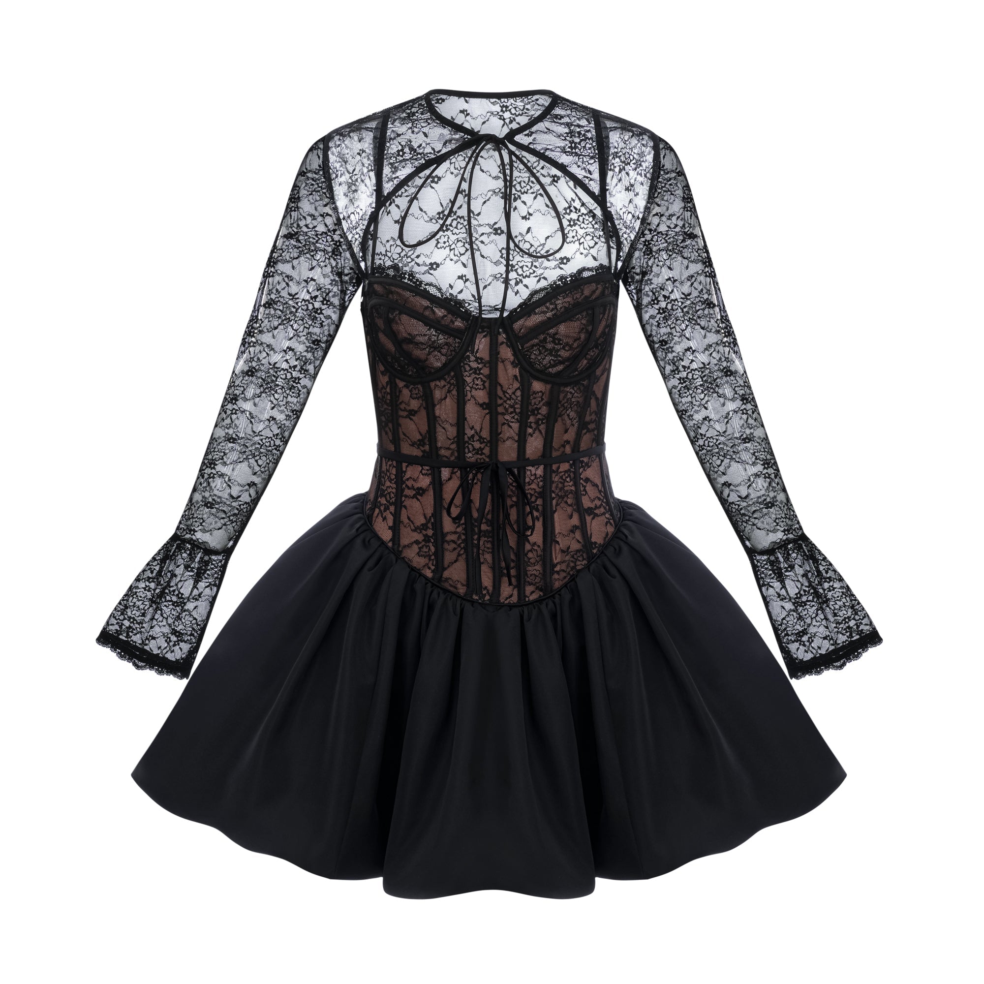 Louise black floral-lace vest & dress matching set (Final Sale-US Only)