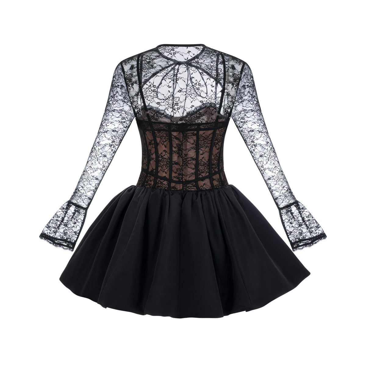 Louise black floral-lace vest & dress matching set