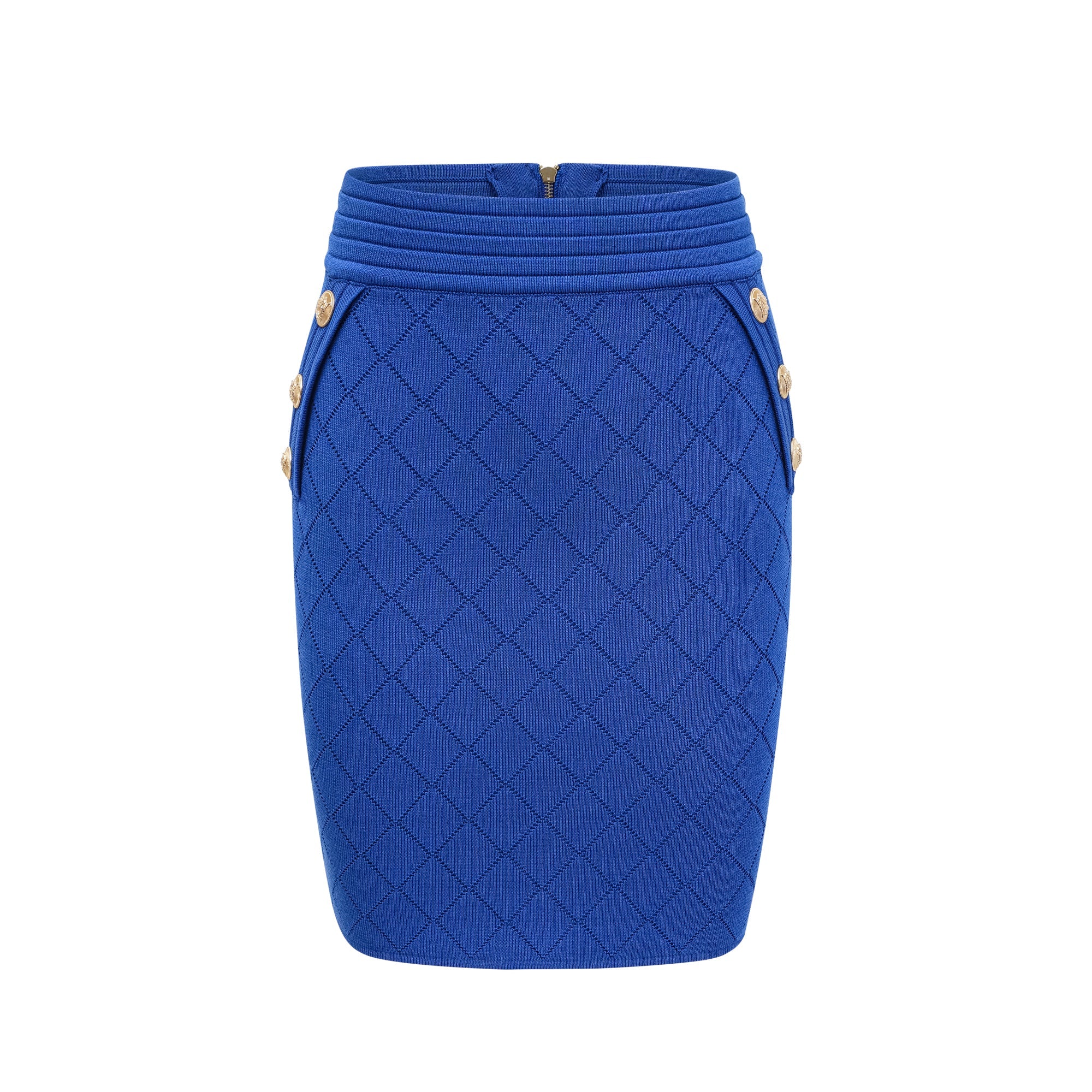 Maëlys blue button-detail knitted top & skirt matching set