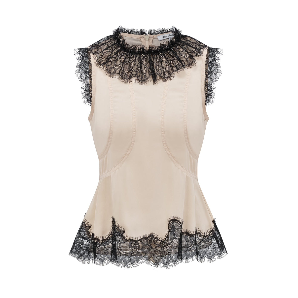 Zsófia Neutral Lace Panel Chiffon Top & Skirt Matching Set (Final Sale-US Only)