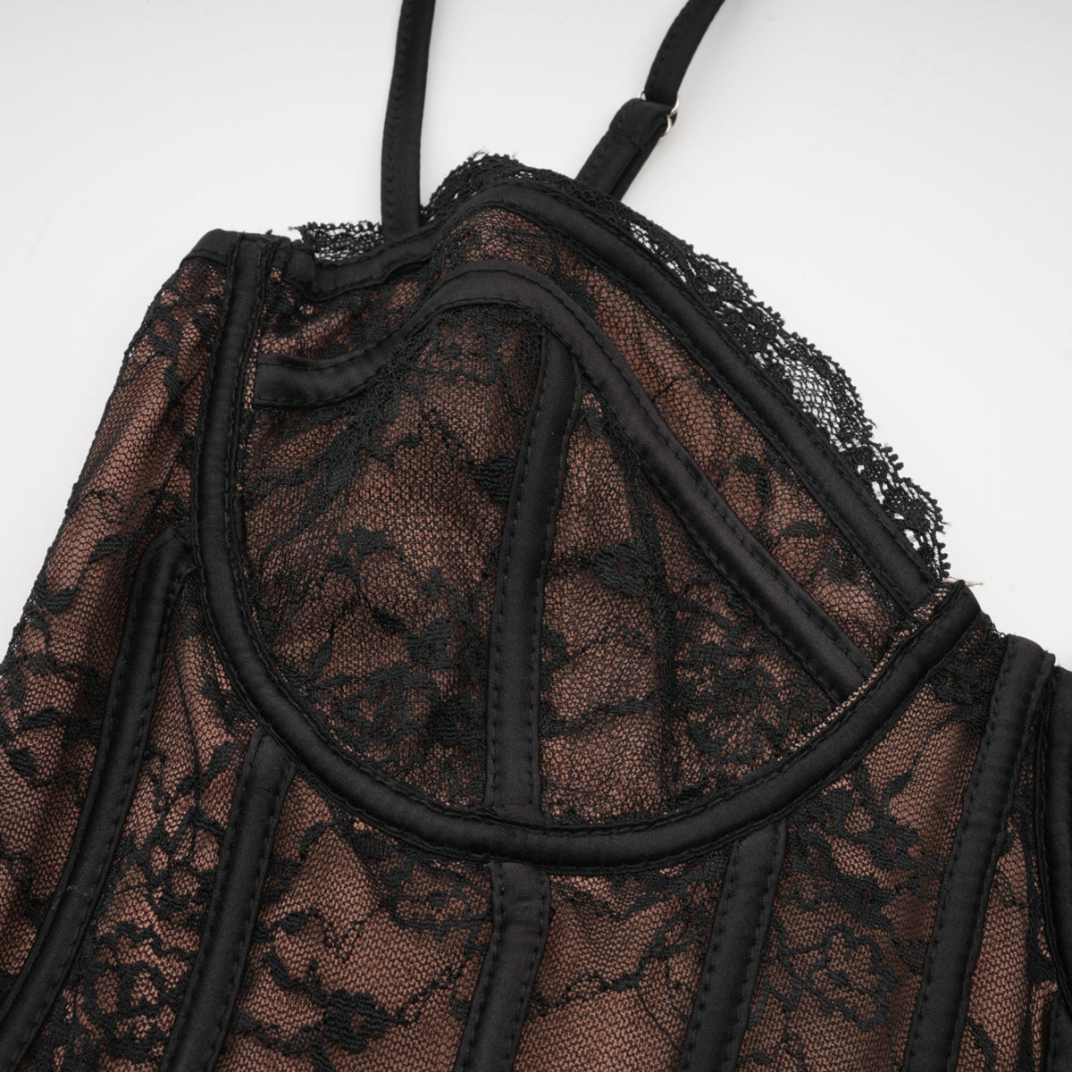 Louise black floral-lace vest & dress matching set