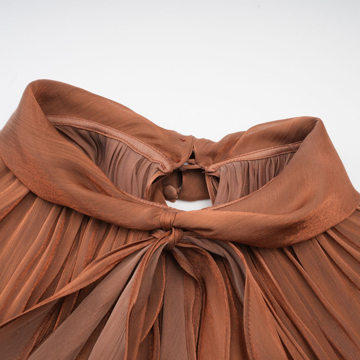 Mila pleated satin maxi dress in Brown