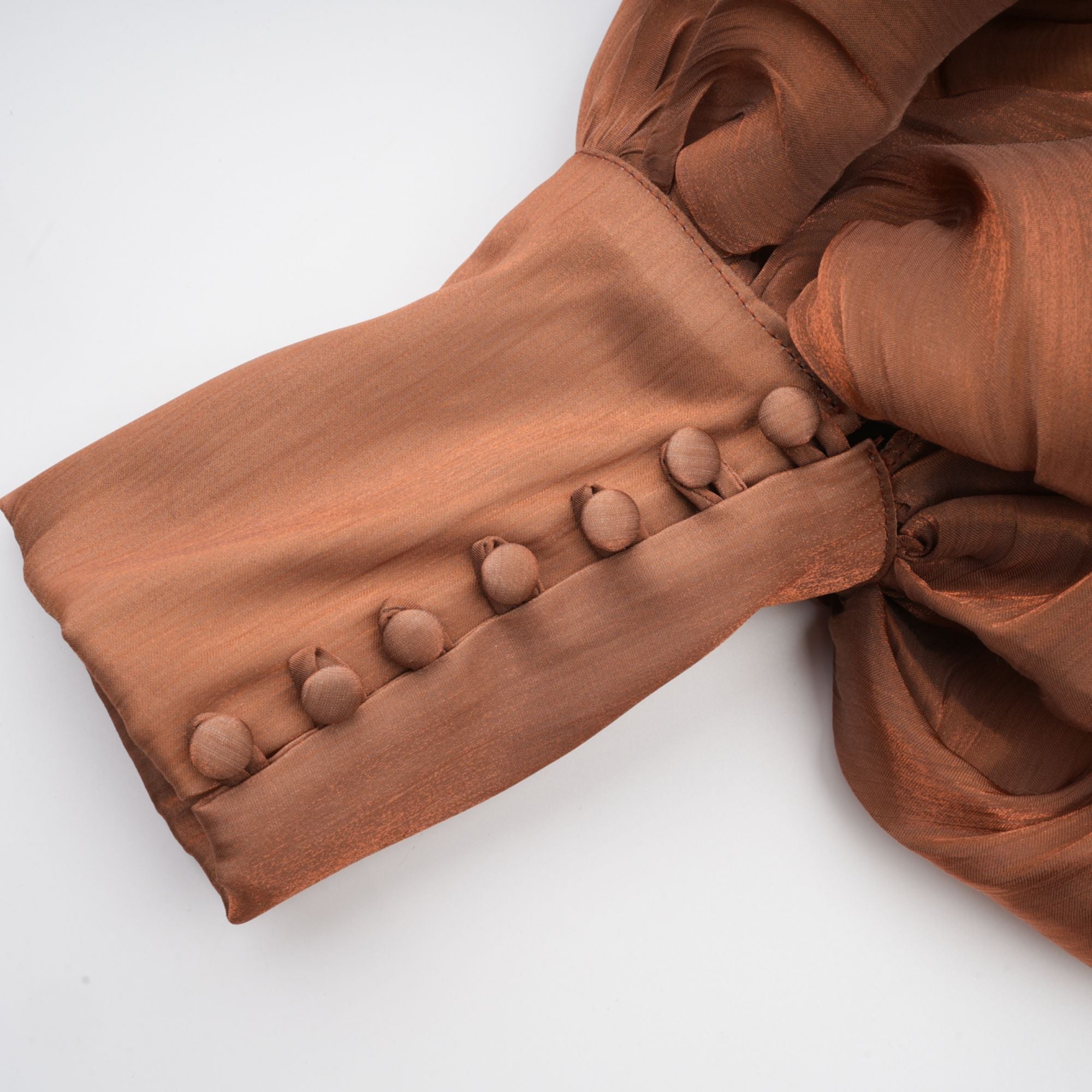 Mila pleated satin maxi dress in Brown