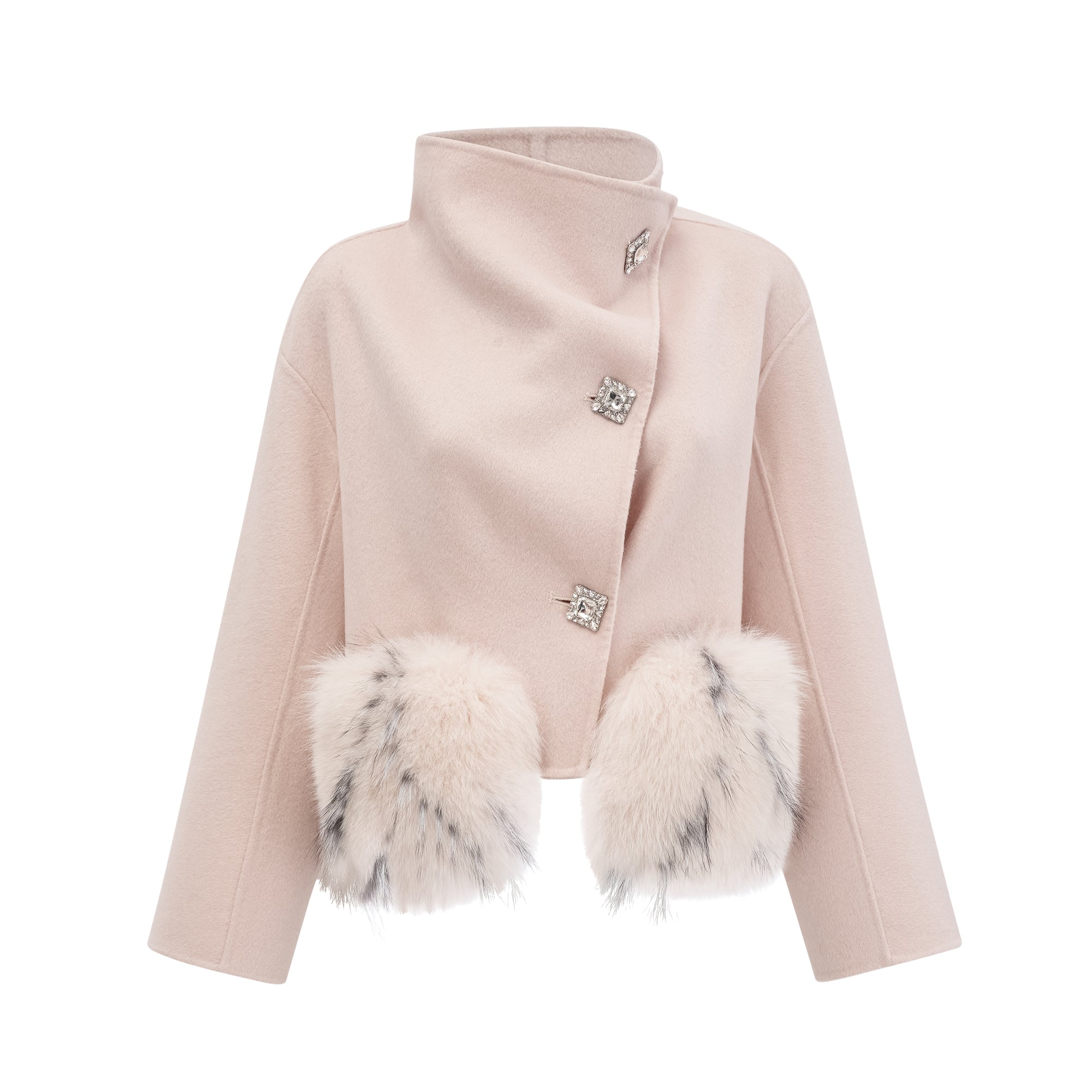 Vienne pink diagonal-placket short coat (Final Sale)