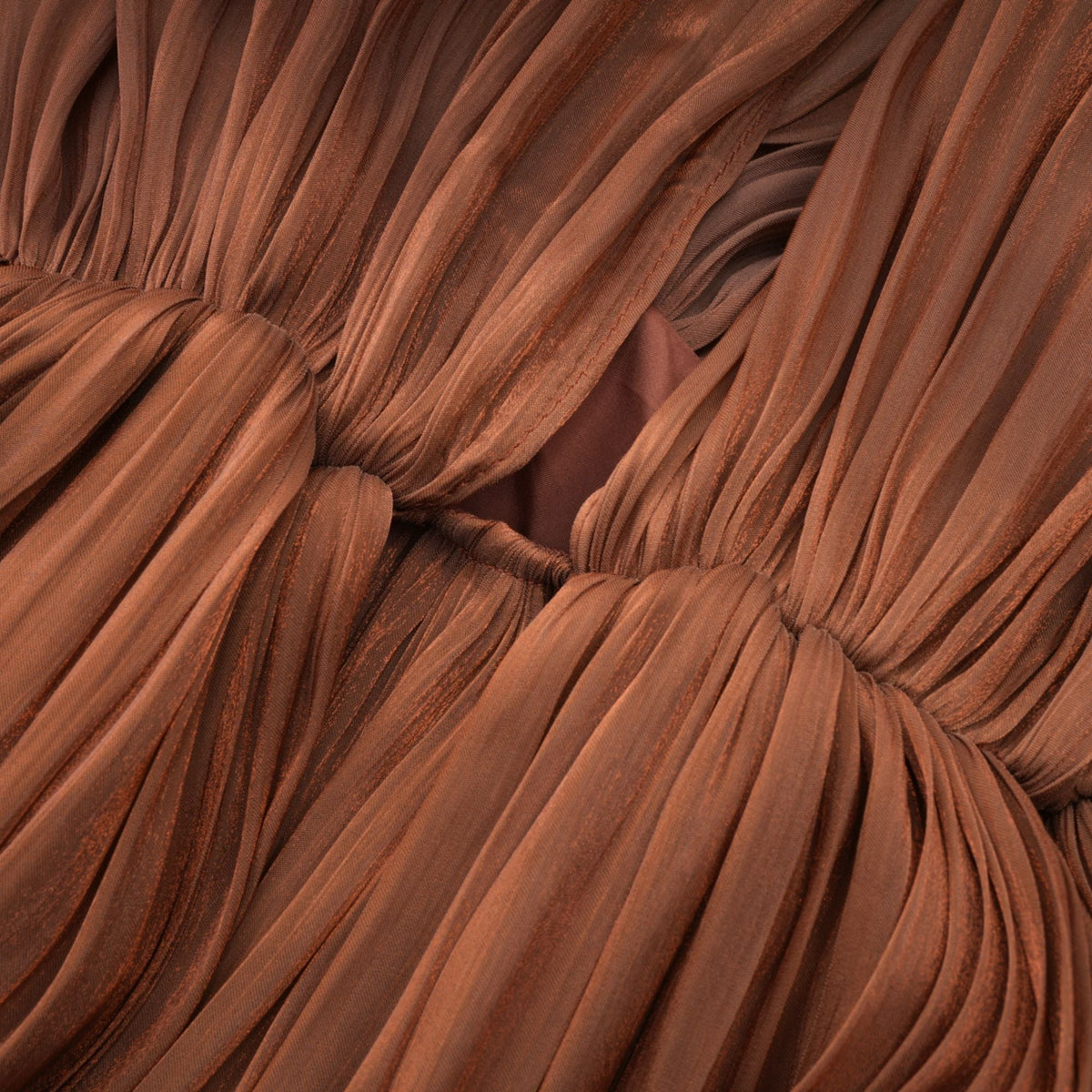 Mila pleated satin maxi dress in Brown