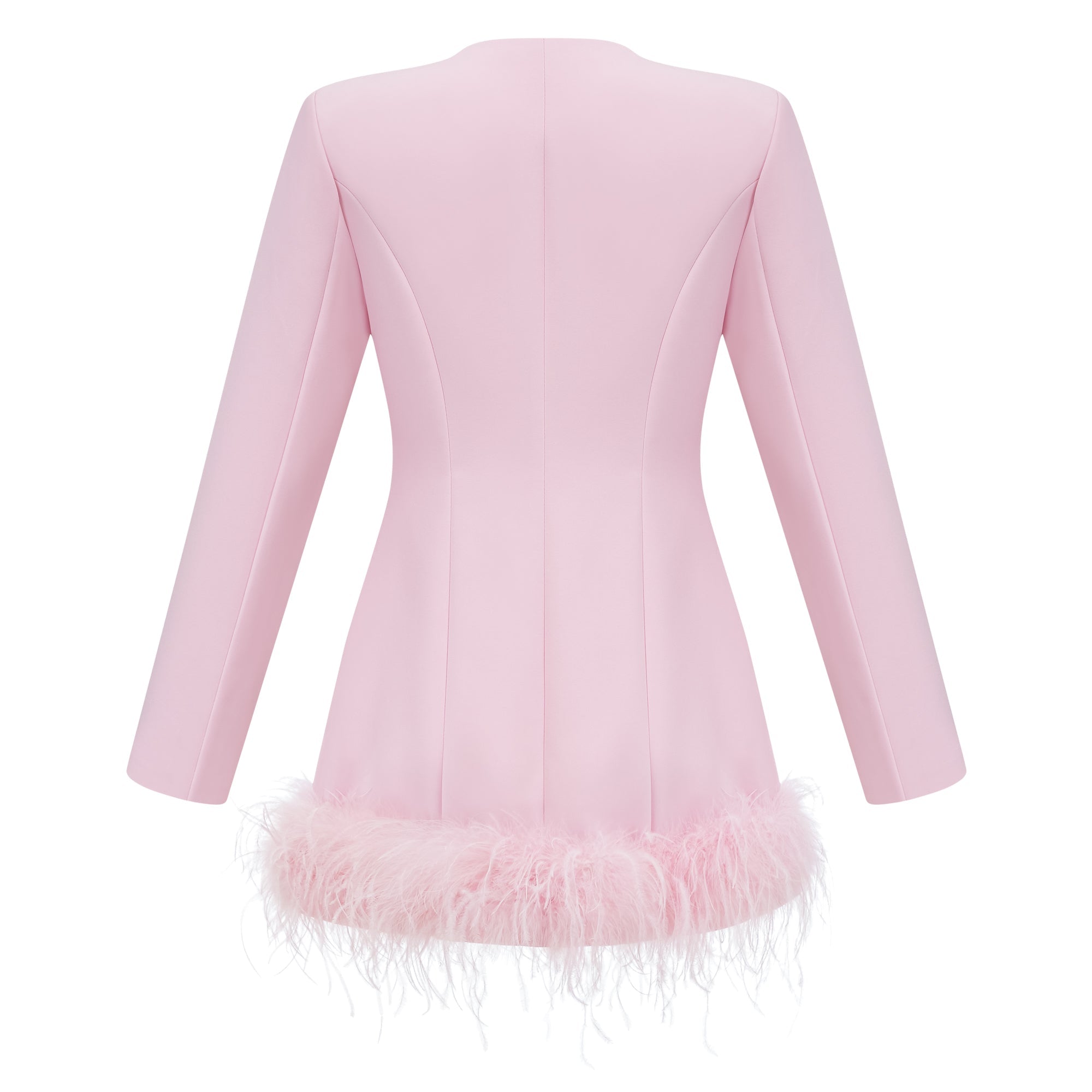 Freja Pink Feather Trim Mini Blazer Dress (Final Sale-US Only)