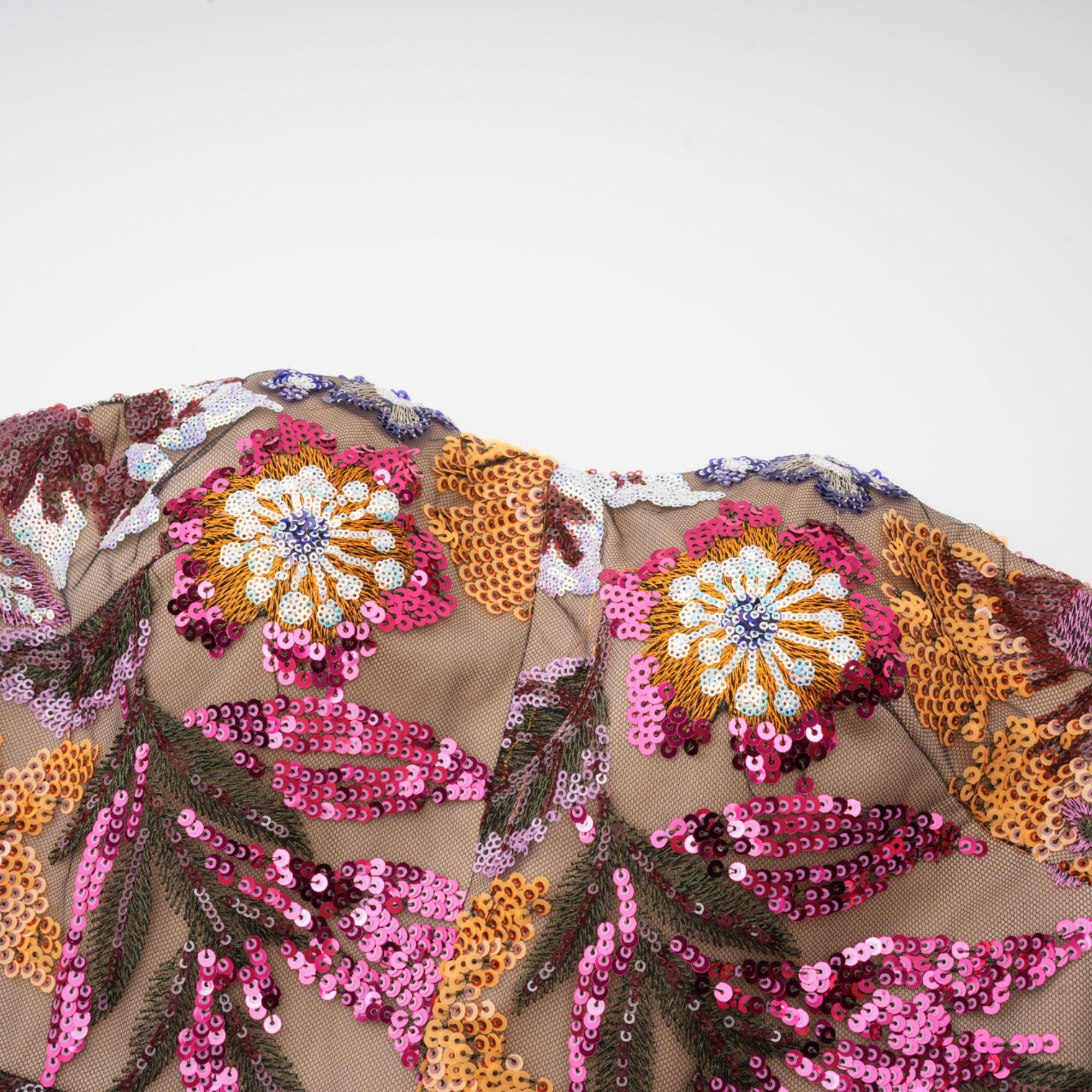 Thérèse sequin-embellished embroidered floral colorful midi dress (Final Sale-US Only)