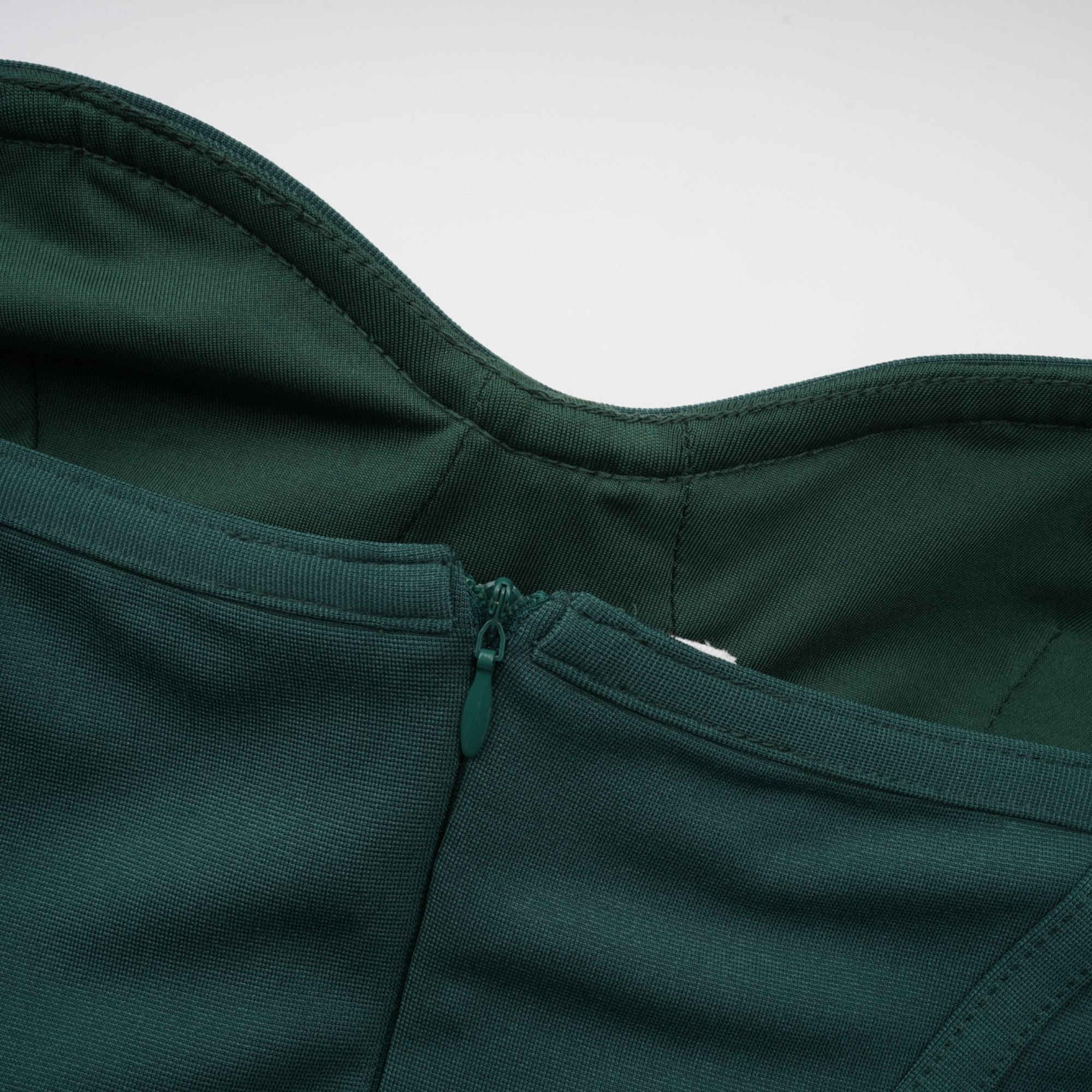 Delphine green ribbon-design corset maxi dress