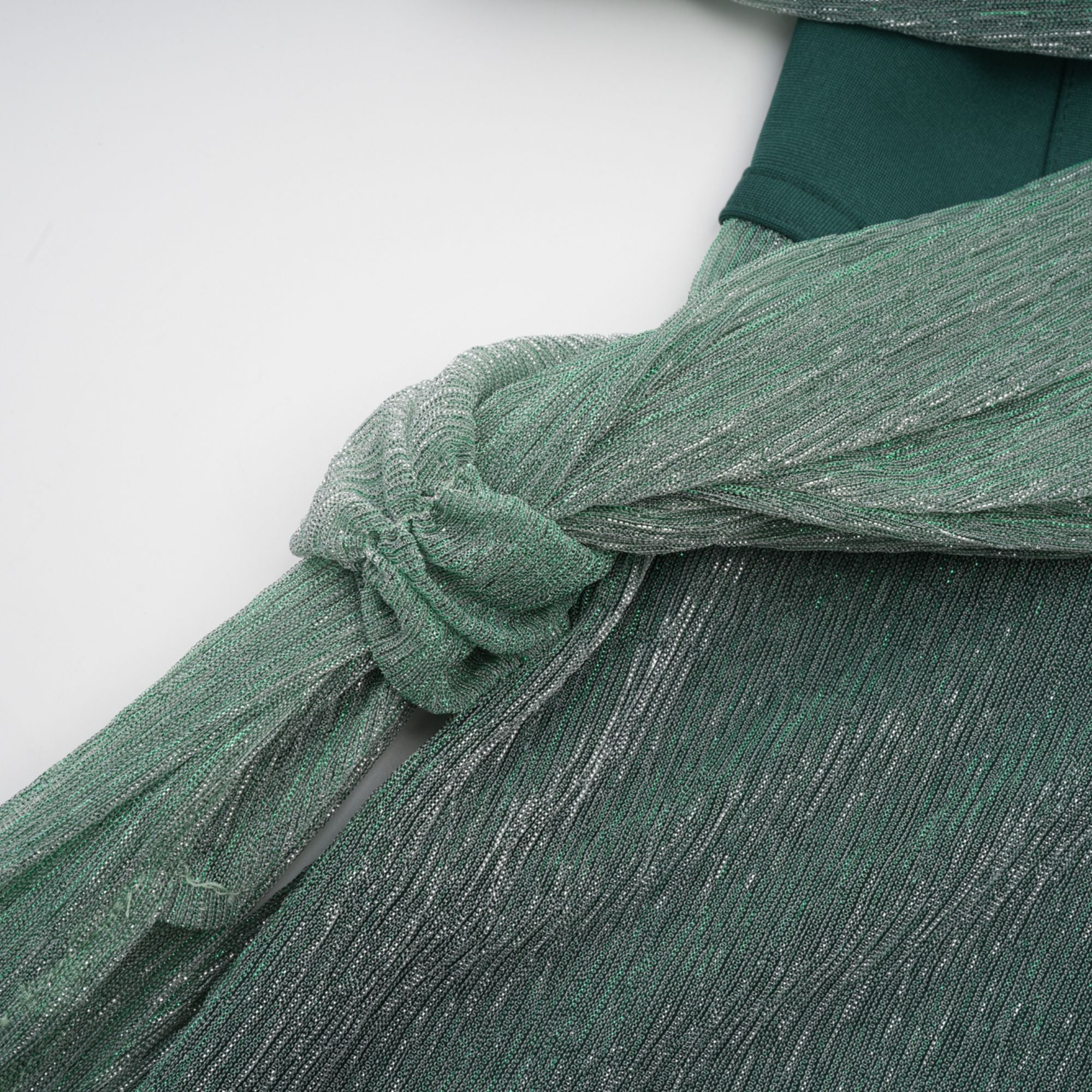 Delphine green ribbon-design corset maxi dress