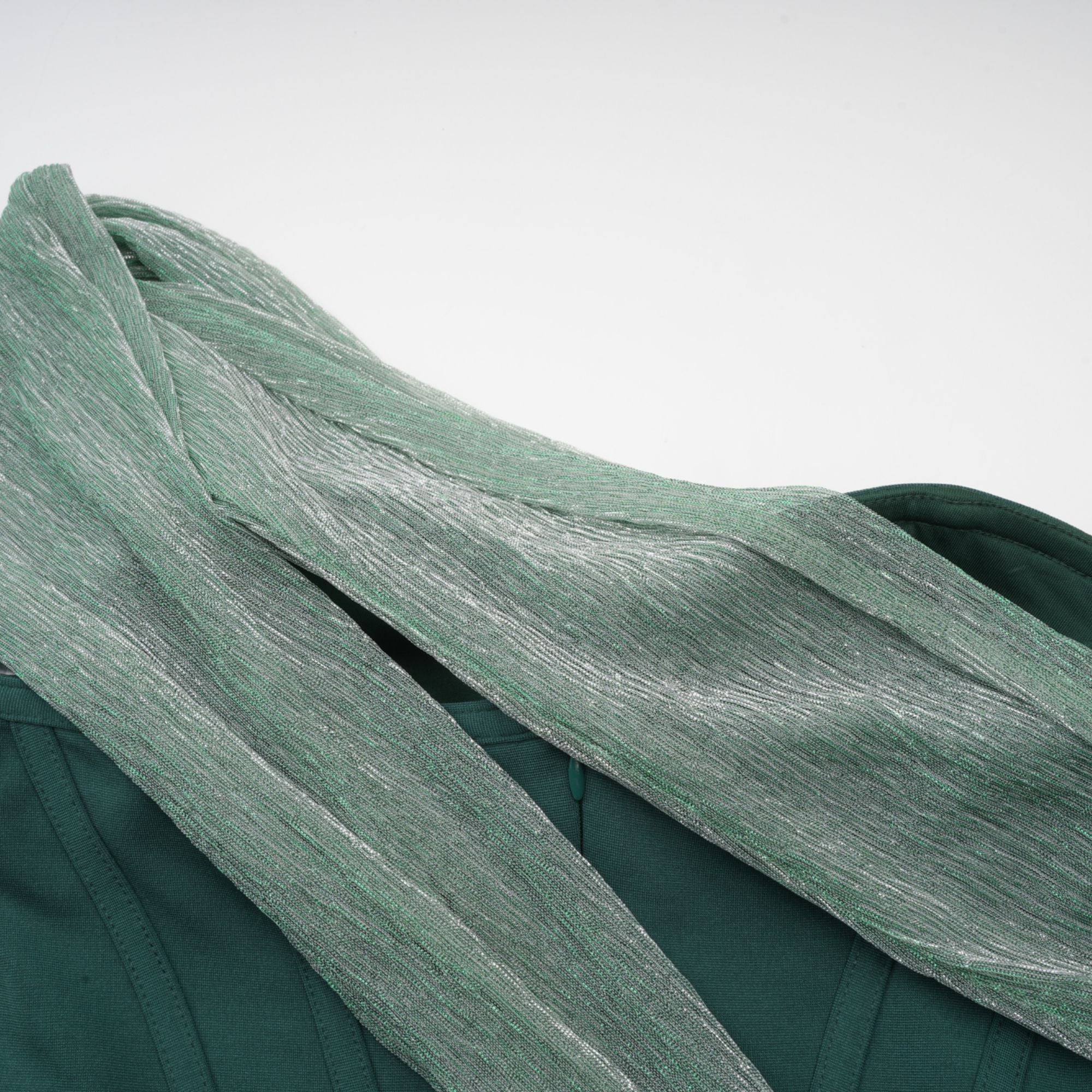 Delphine green ribbon-design corset maxi dress