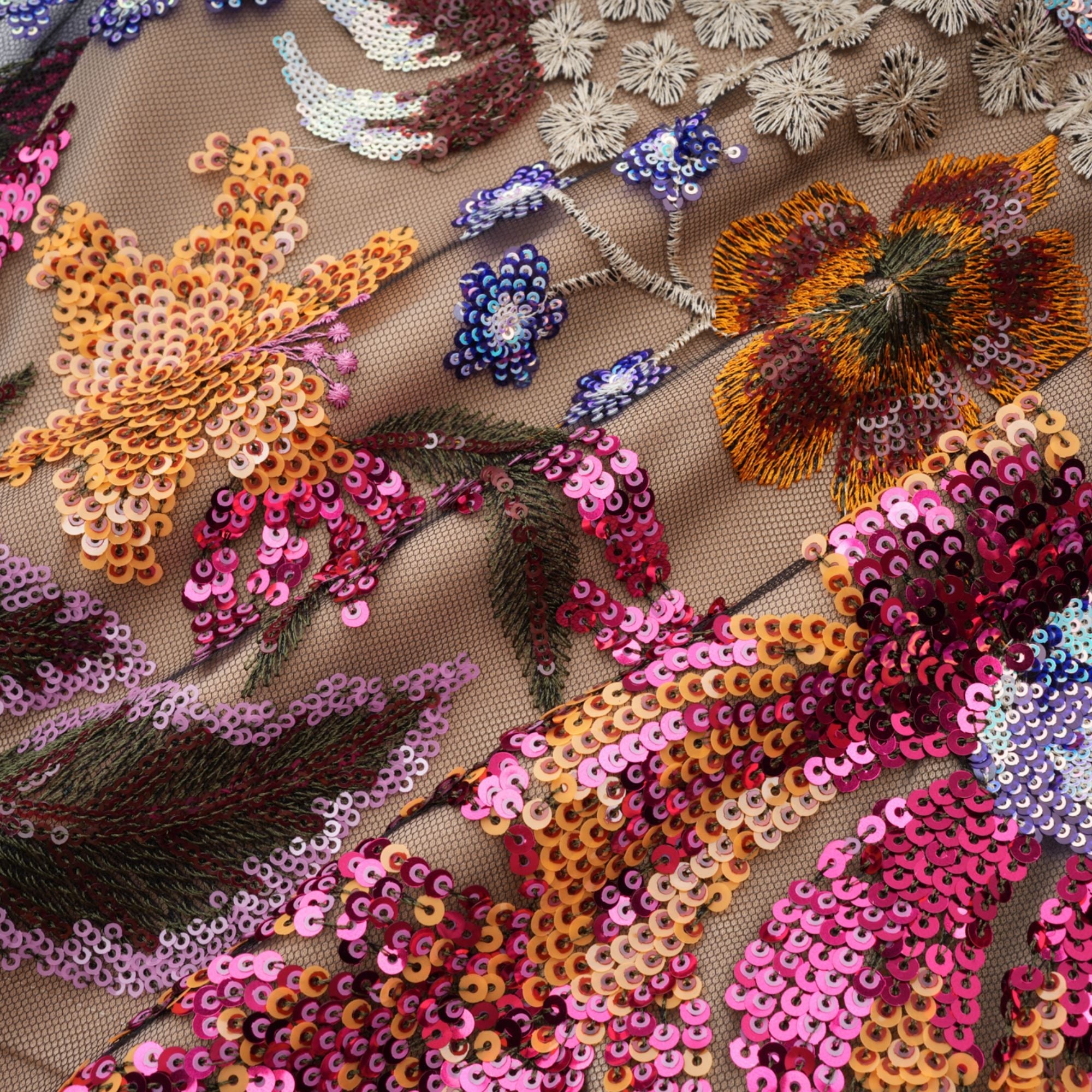 Thérèse sequin-embellished embroidered floral colorful midi dress (Final Sale-US Only)