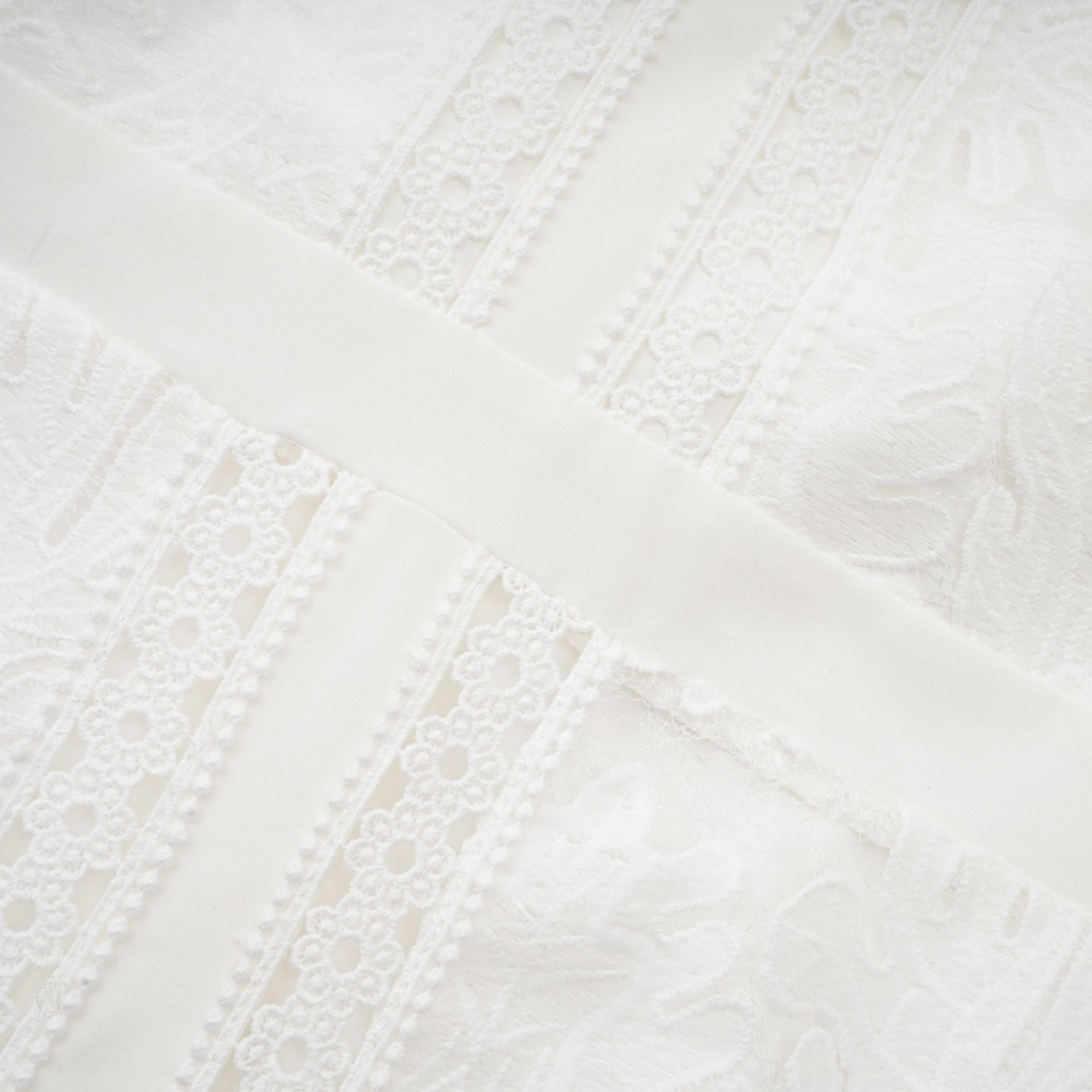 Madeleine white panelled embroidery midi dress