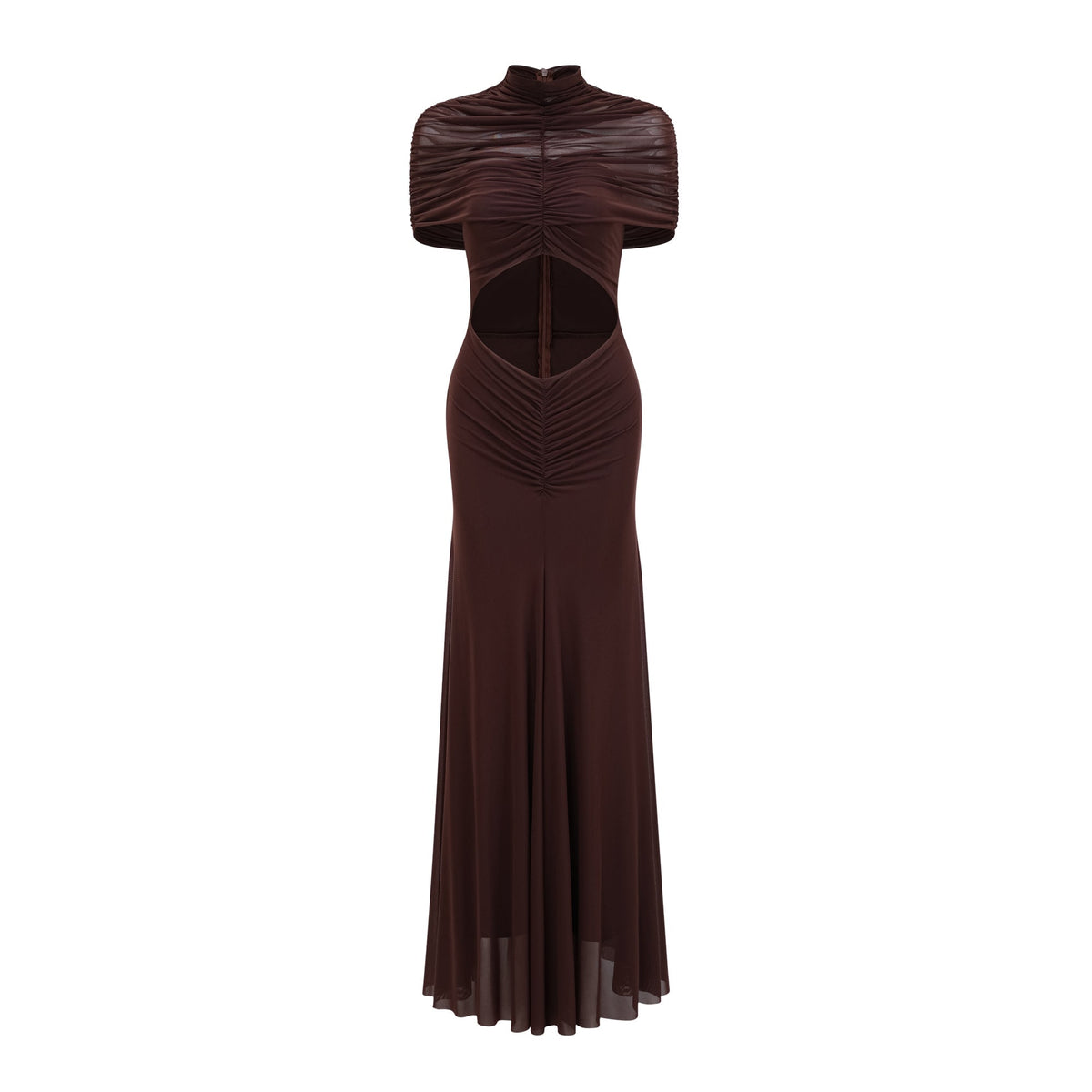 Bruna Cut-Out Ruched Mesh Maxi Dress (Final Sale)