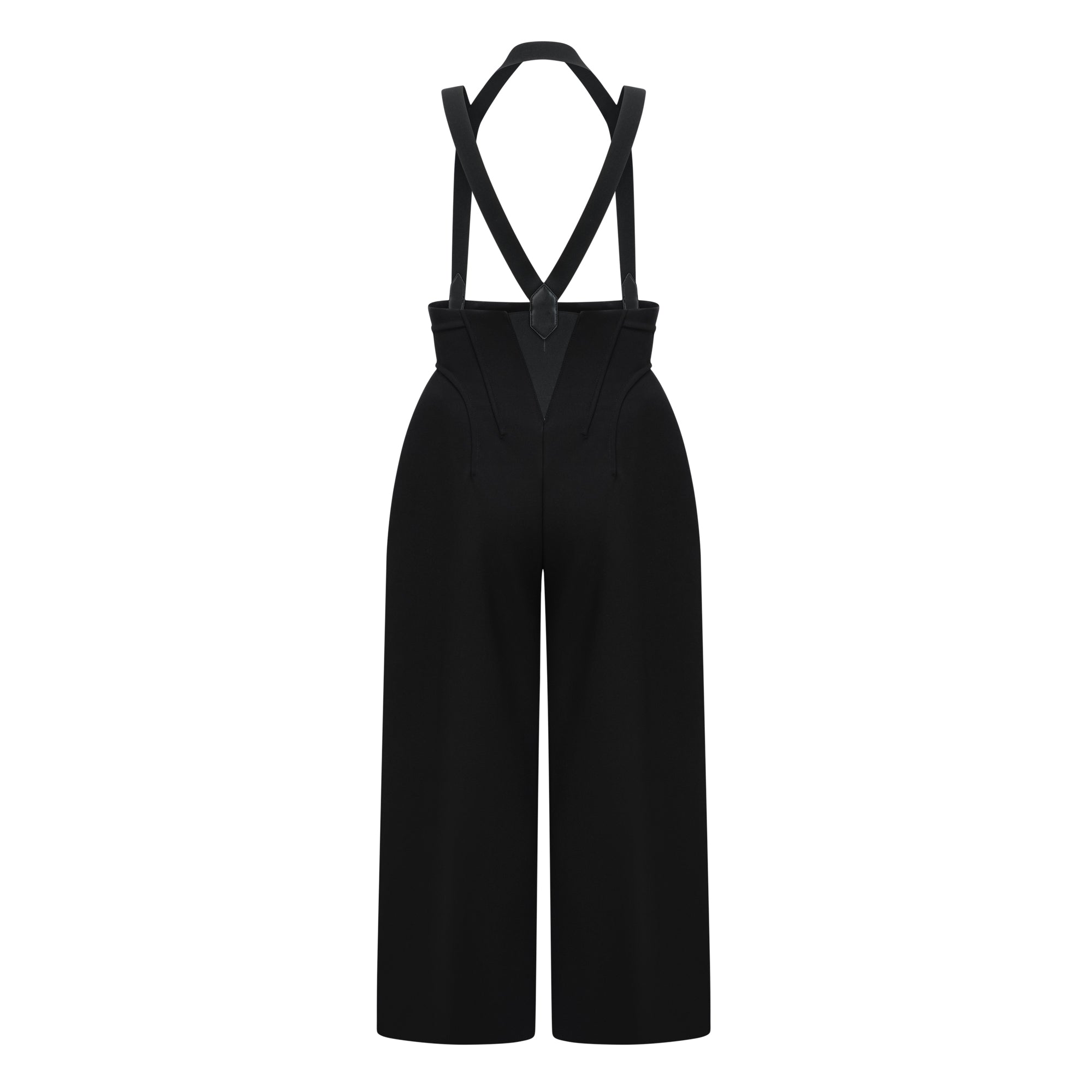 Ivona Black Boned Bodice Wide Leg Overalls