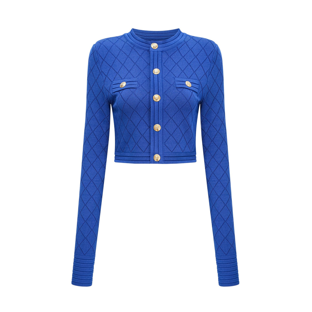 Maëlys blue button-detail knitted top & skirt matching set