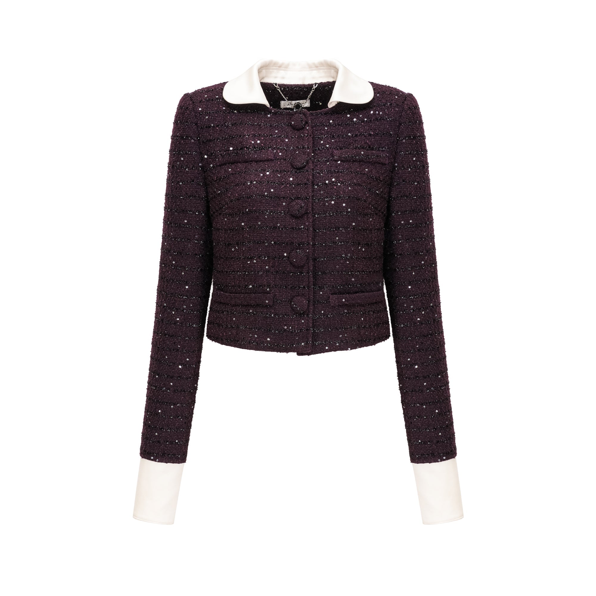 Brigitte purple sequined tweed jacket & skirt matching set (Final Sale)