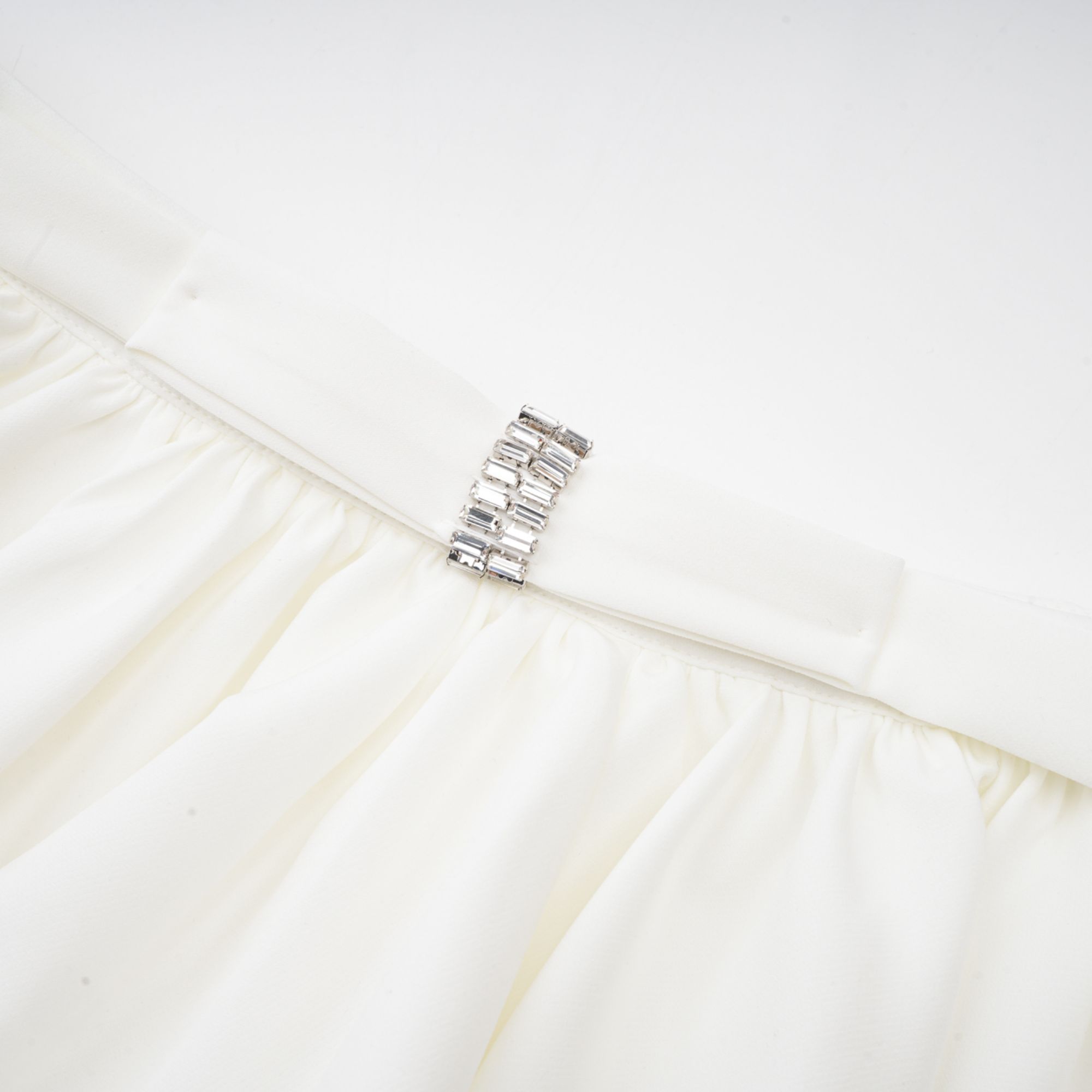 Andrea asymmetrical tulle blouse & skirt matching set in White