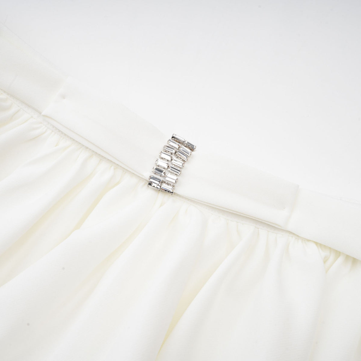Andrea asymmetrical tulle blouse & skirt matching set in White