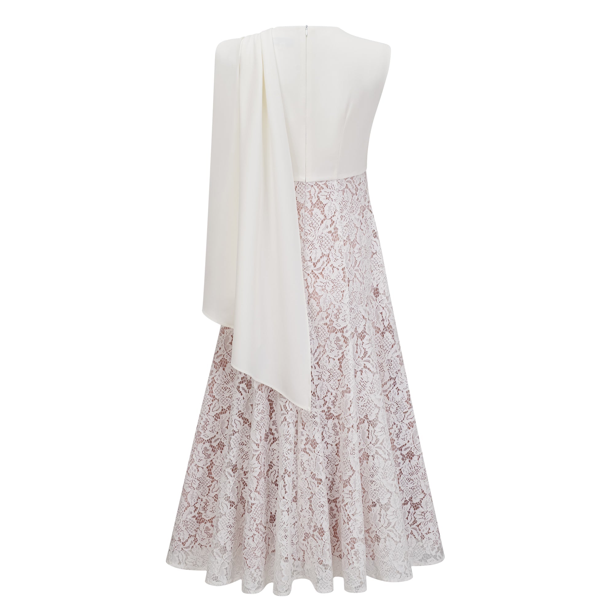 Marzia White Ribbon Detail Floral Lace Maxi Dress (Final Sale-US Only)