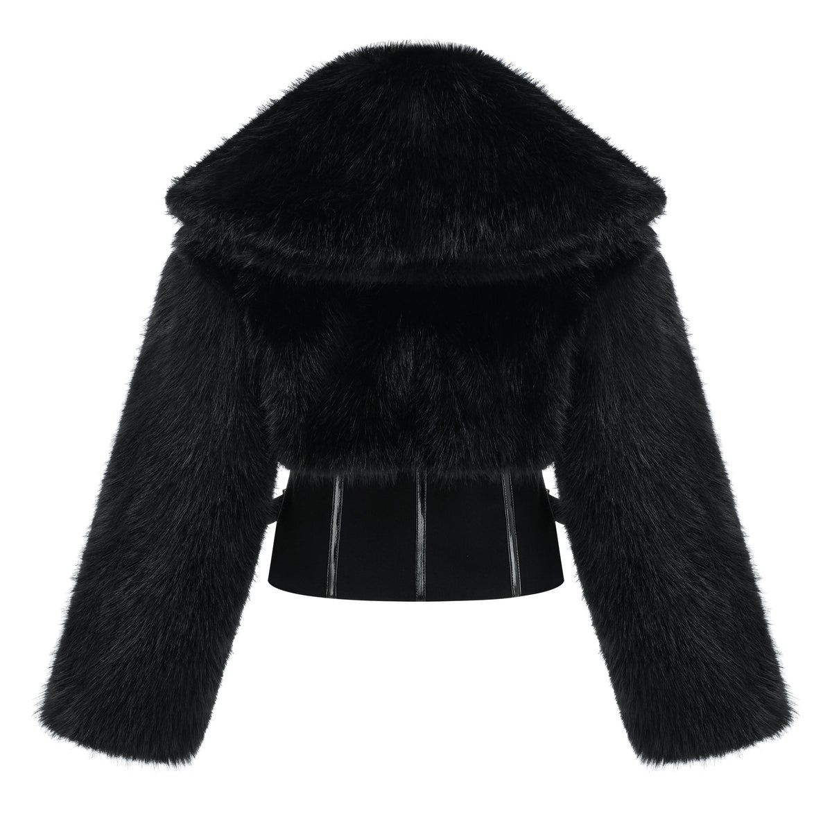 Alberta Black Faux-Fur Corset Panel Jacket (Final Sale)