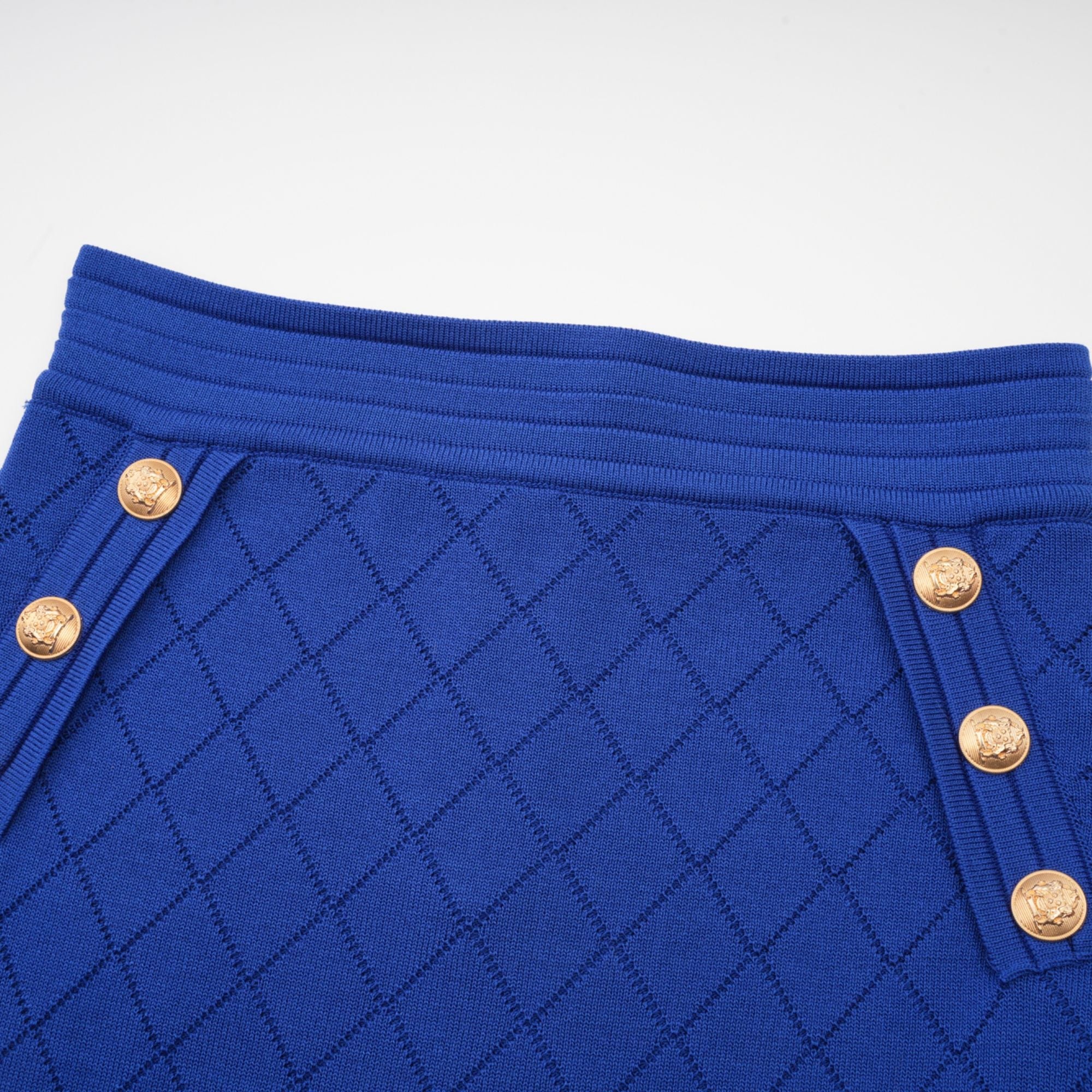 Maëlys blue button-detail knitted top & skirt matching set
