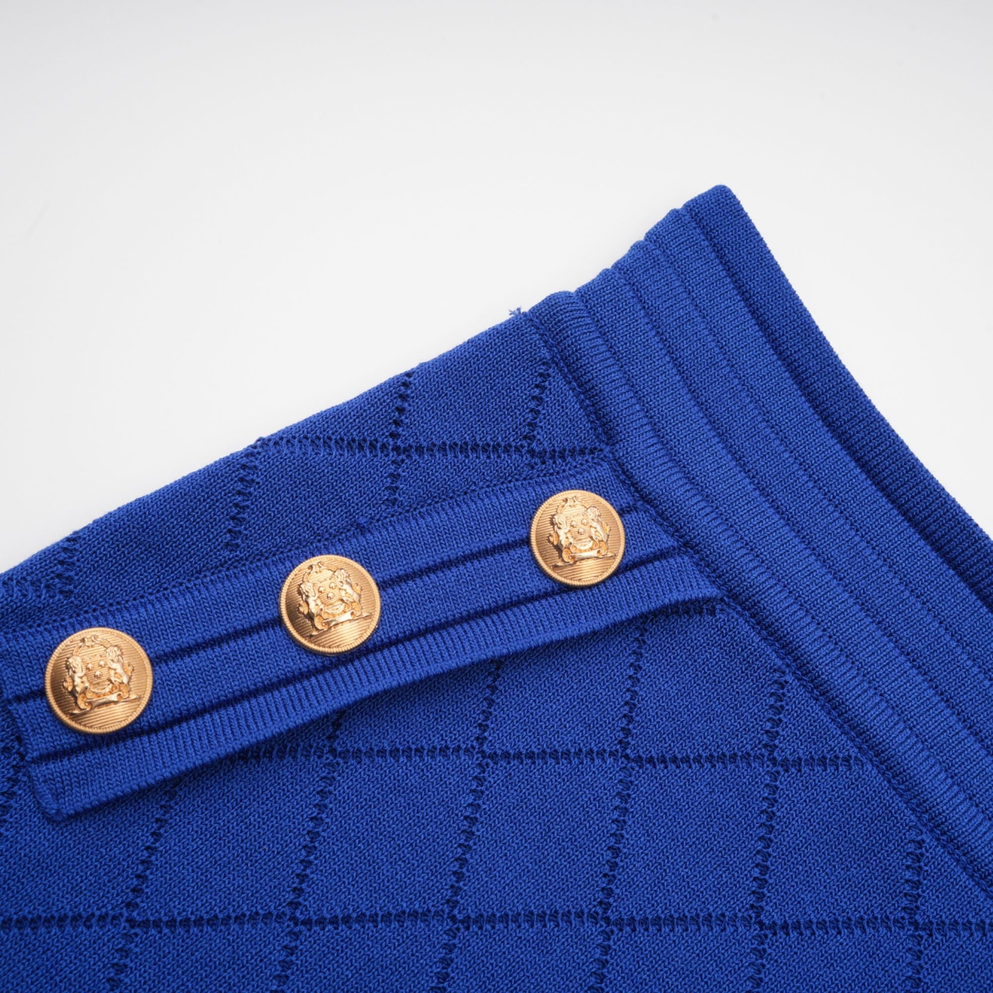 Maëlys blue button-detail knitted top & skirt matching set