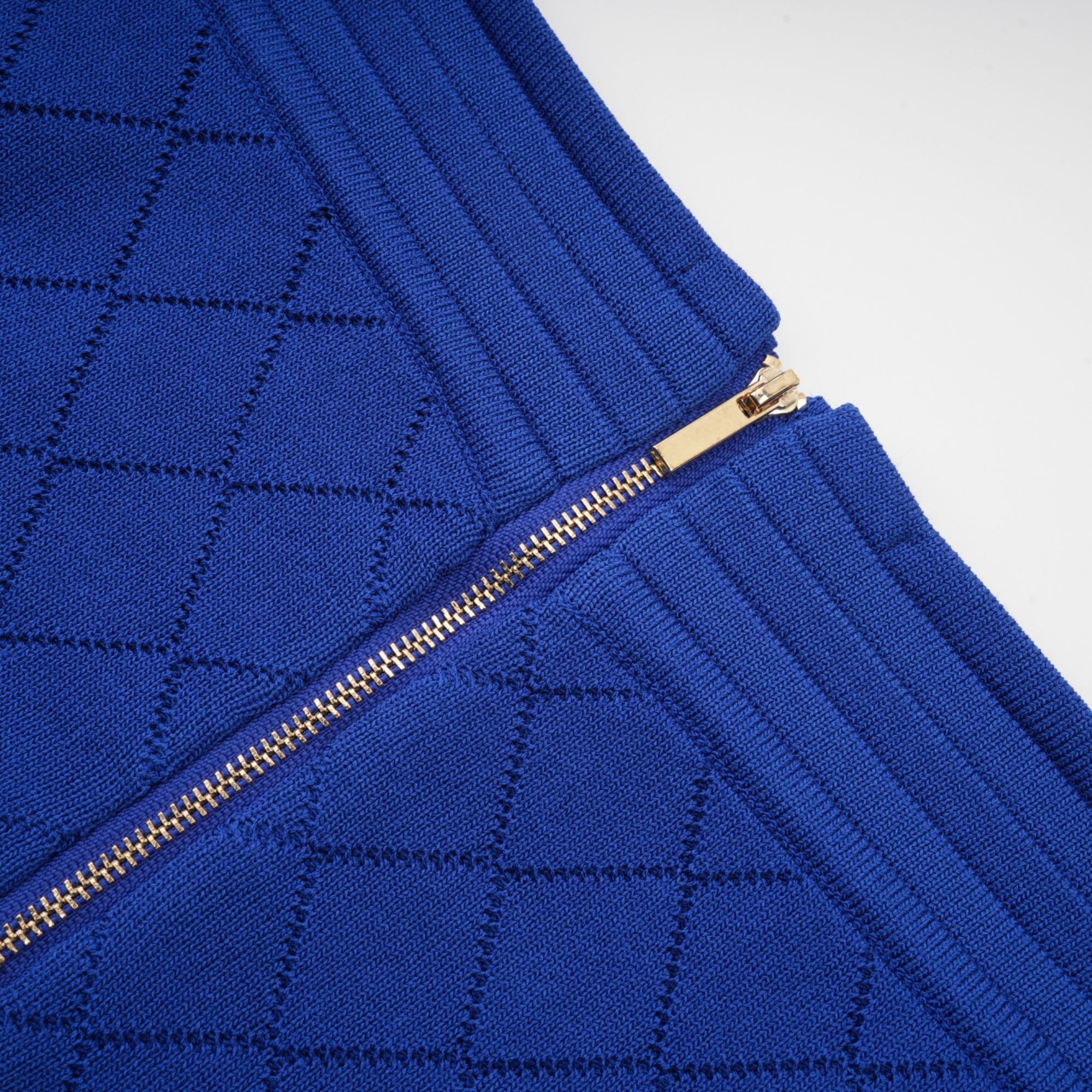 Maëlys blue button-detail knitted top & skirt matching set