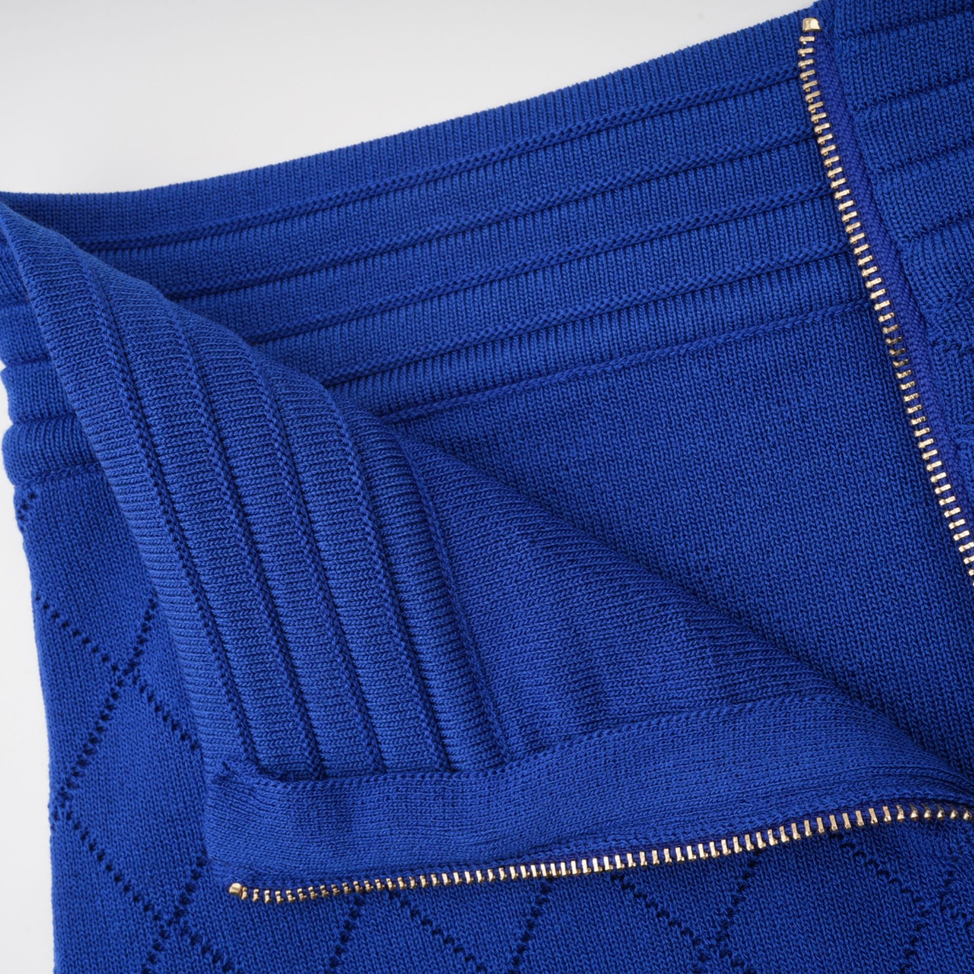 Maëlys blue button-detail knitted top & skirt matching set