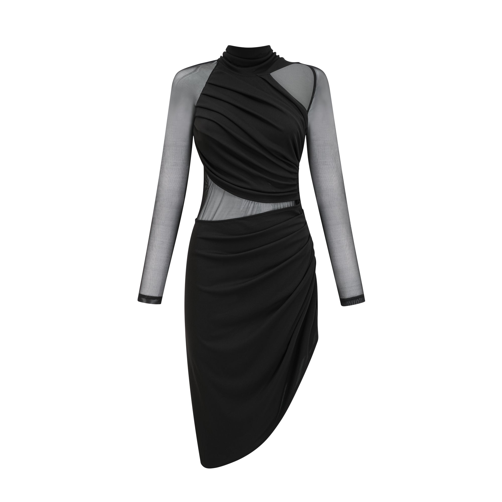 Clarisse semi-sheer ruched midi dress (Final Sale)
