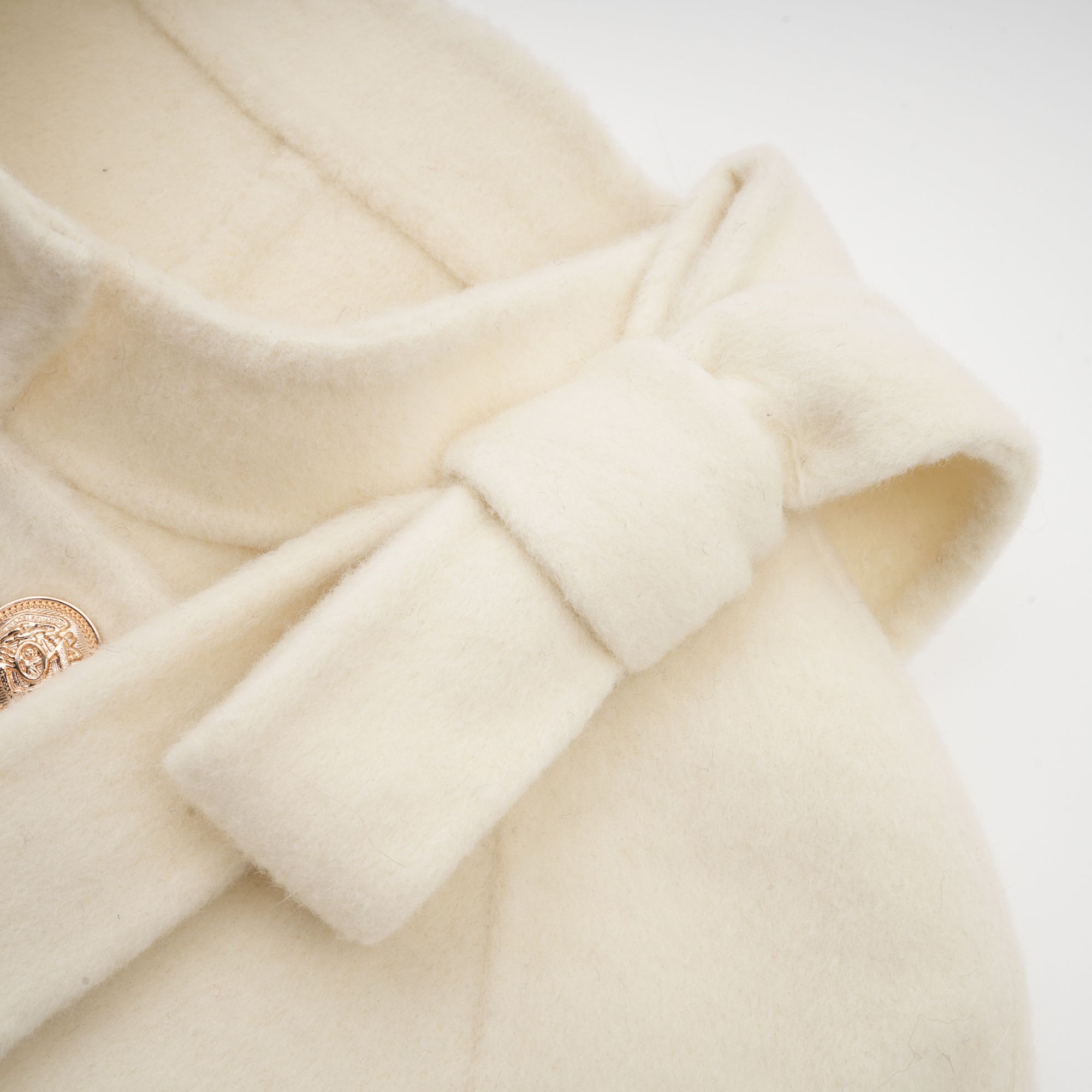 Colette white wool fur bowknot coat (Final Sale)