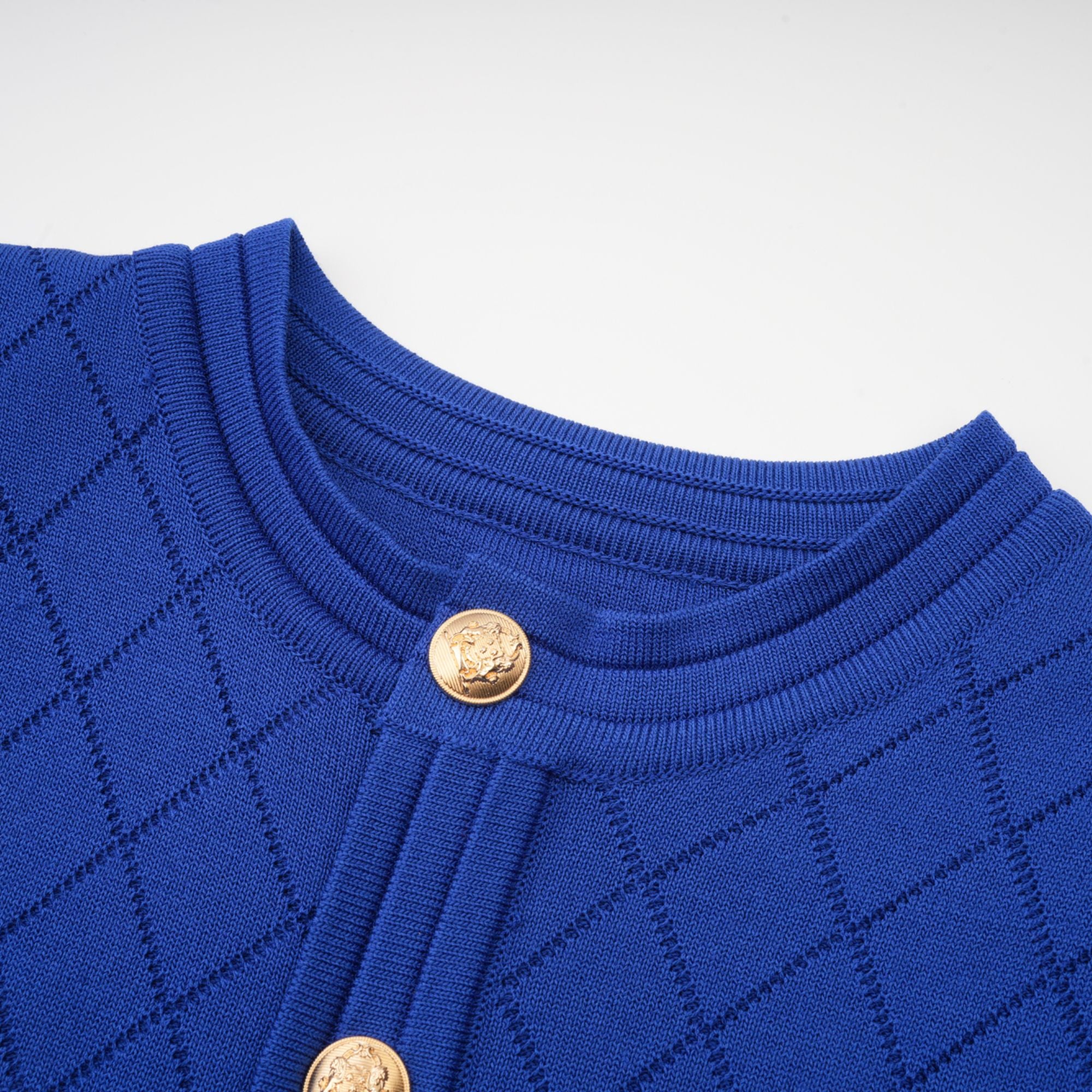 Maëlys blue button-detail knitted top & skirt matching set