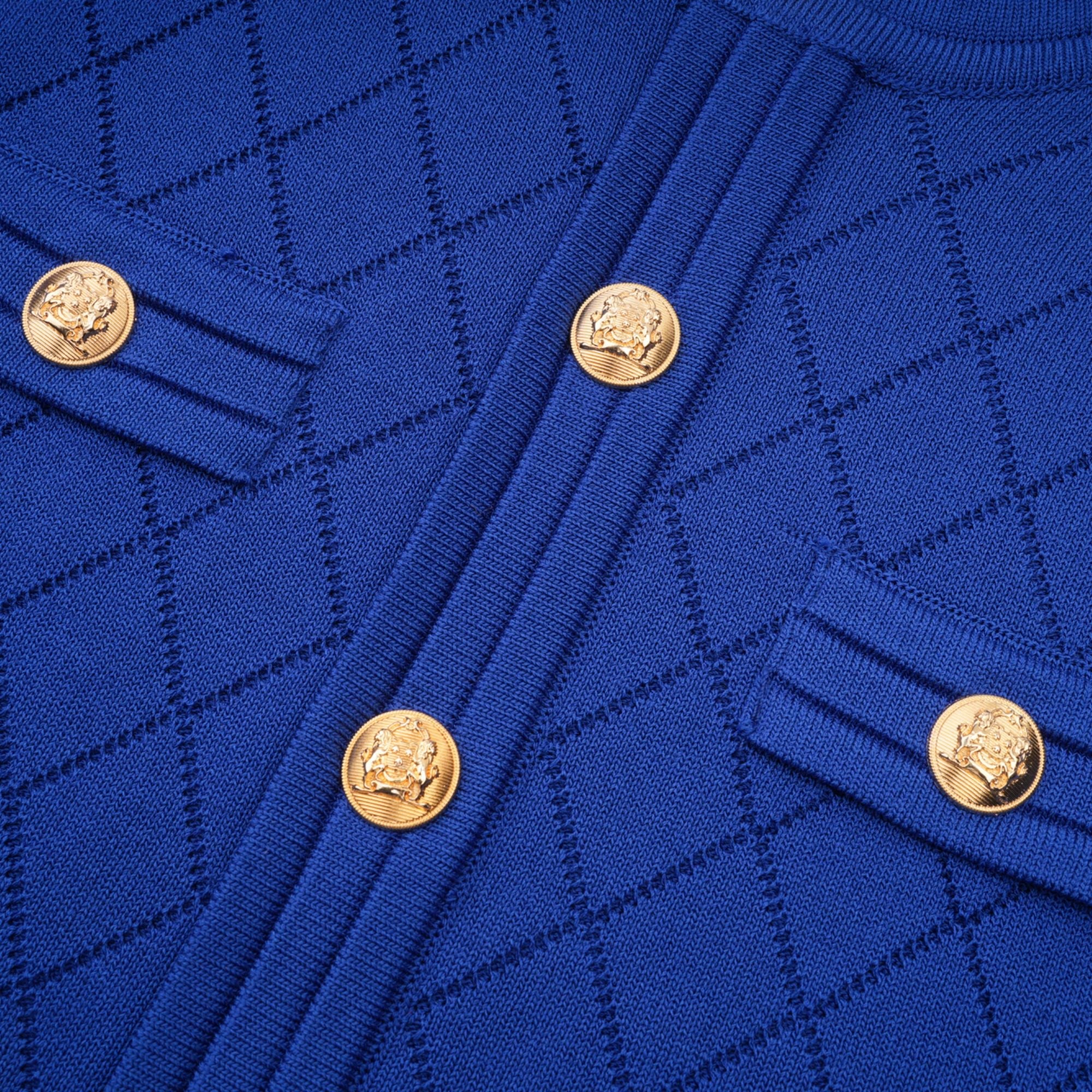 Maëlys blue button-detail knitted top & skirt matching set