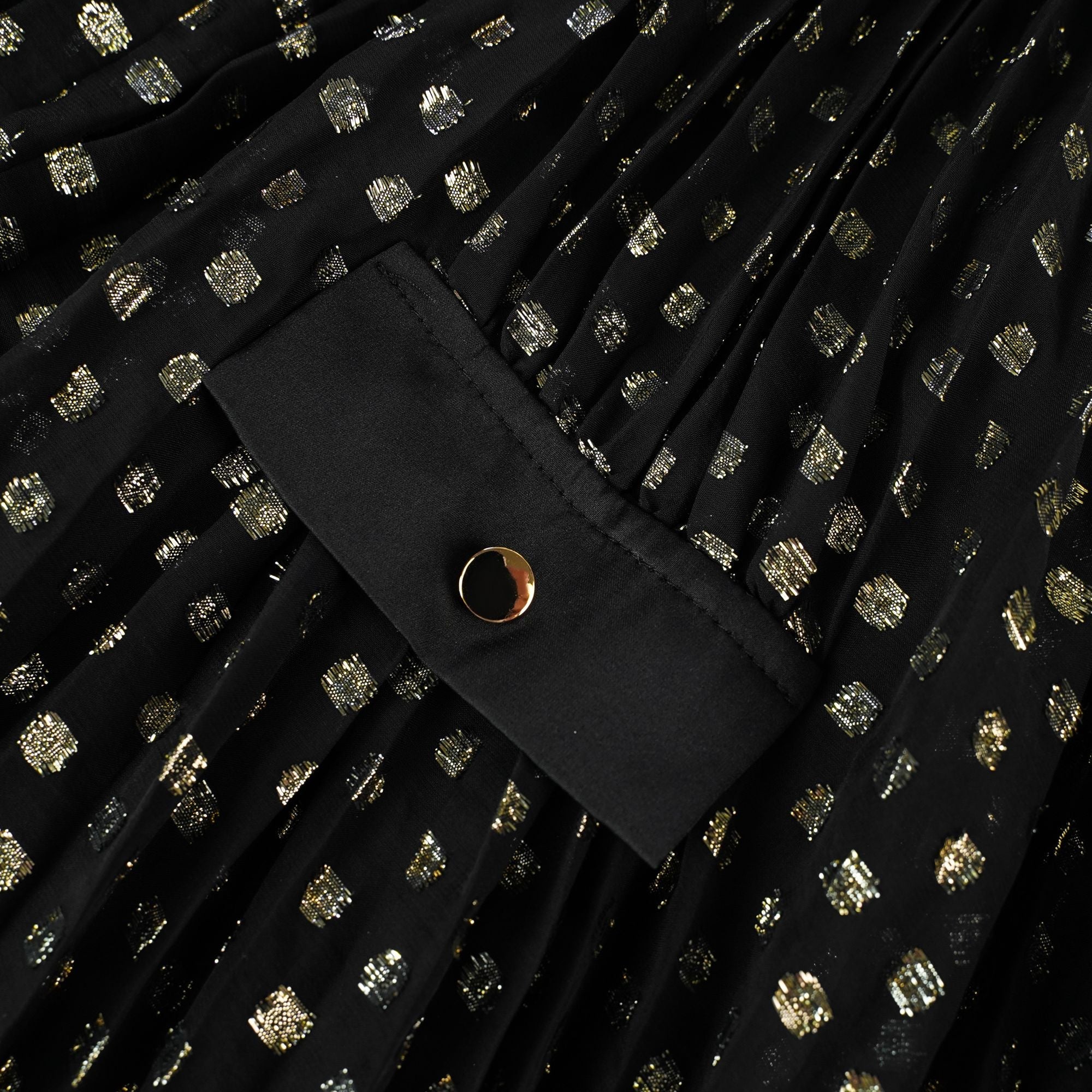 Aloïse Black Polka Dot Pleated Midi Dress