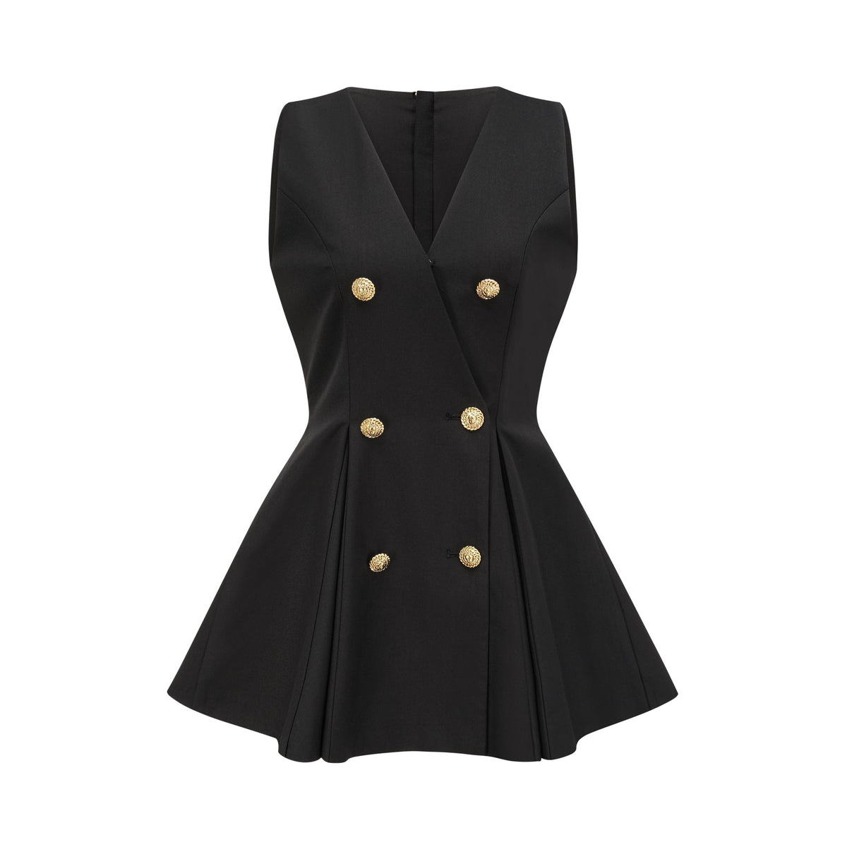 Amira double-breasted flared mini dress - Black