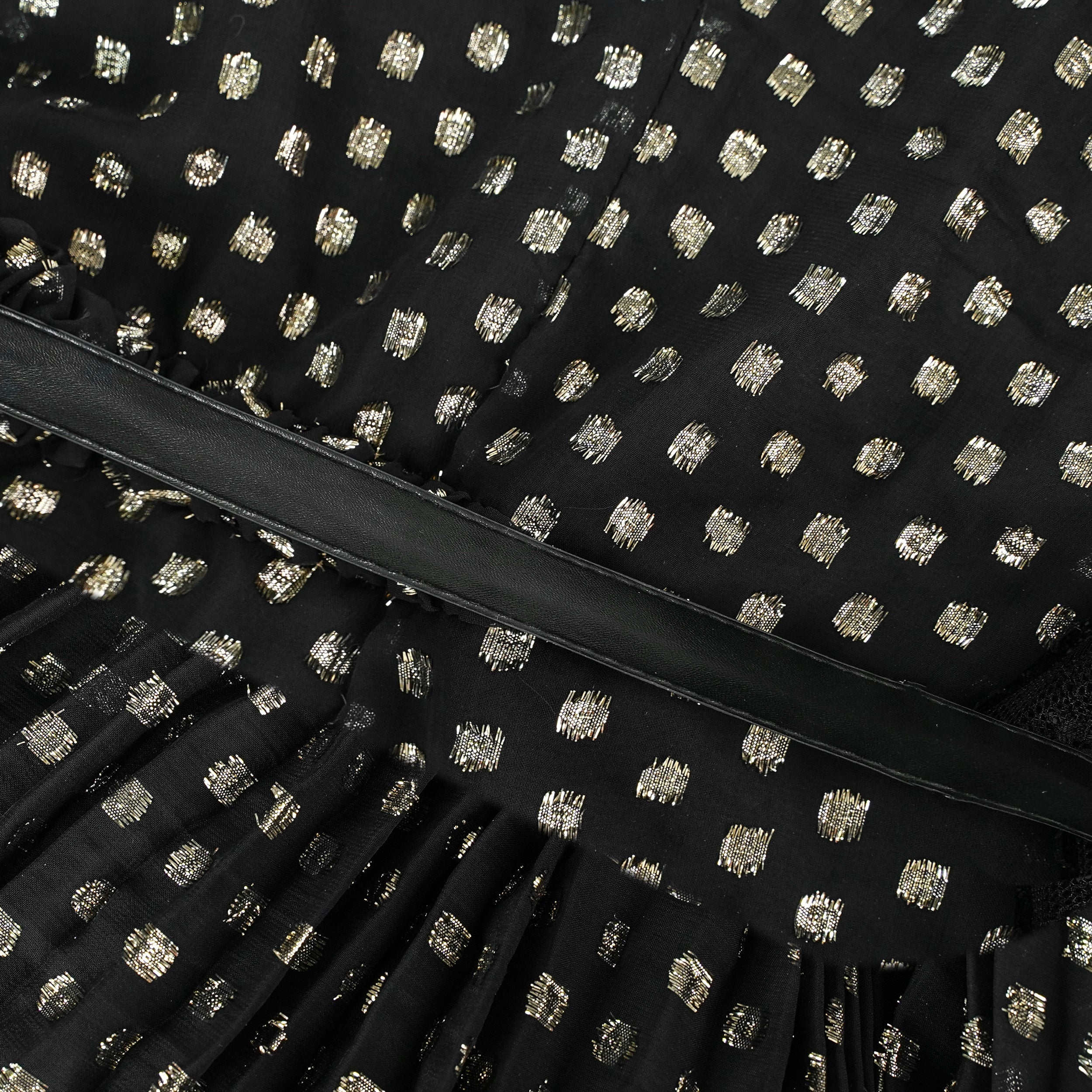Aloïse Black Polka Dot Pleated Midi Dress