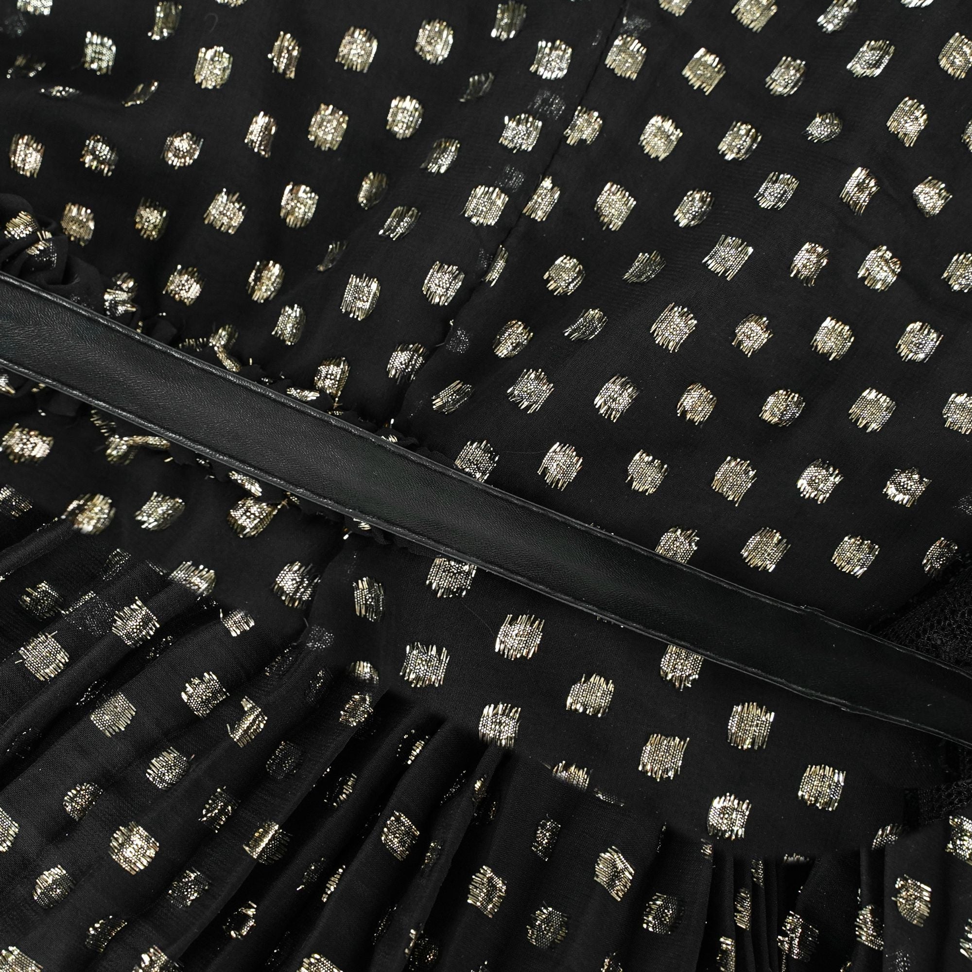 Aloïse Black Polka Dot Pleated Midi Dress