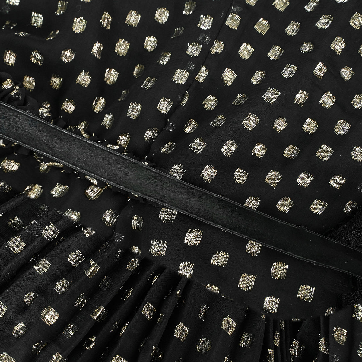Aloïse Black Polka Dot Pleated Midi Dress (Final Sale)