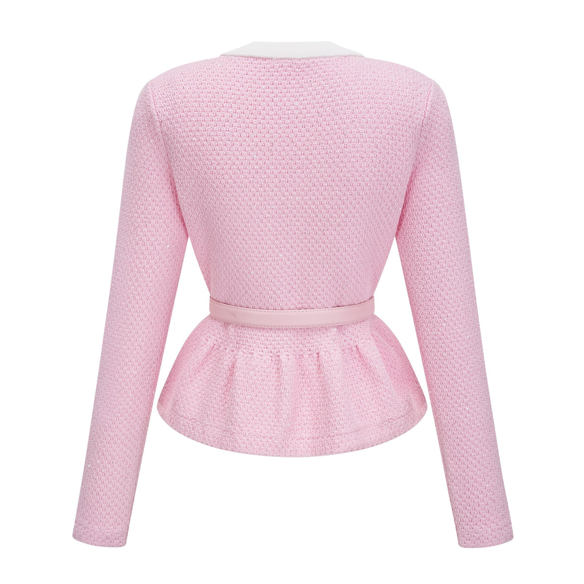 Ásdís Pink Sequined Knit Cardigan & Skirt Set