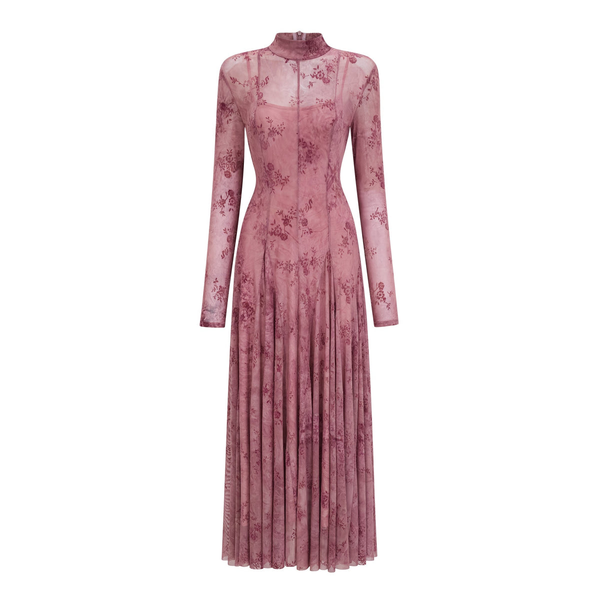 Ariadne Pink Flocked Tulle Maxi Dress (Final Sale-US Only)