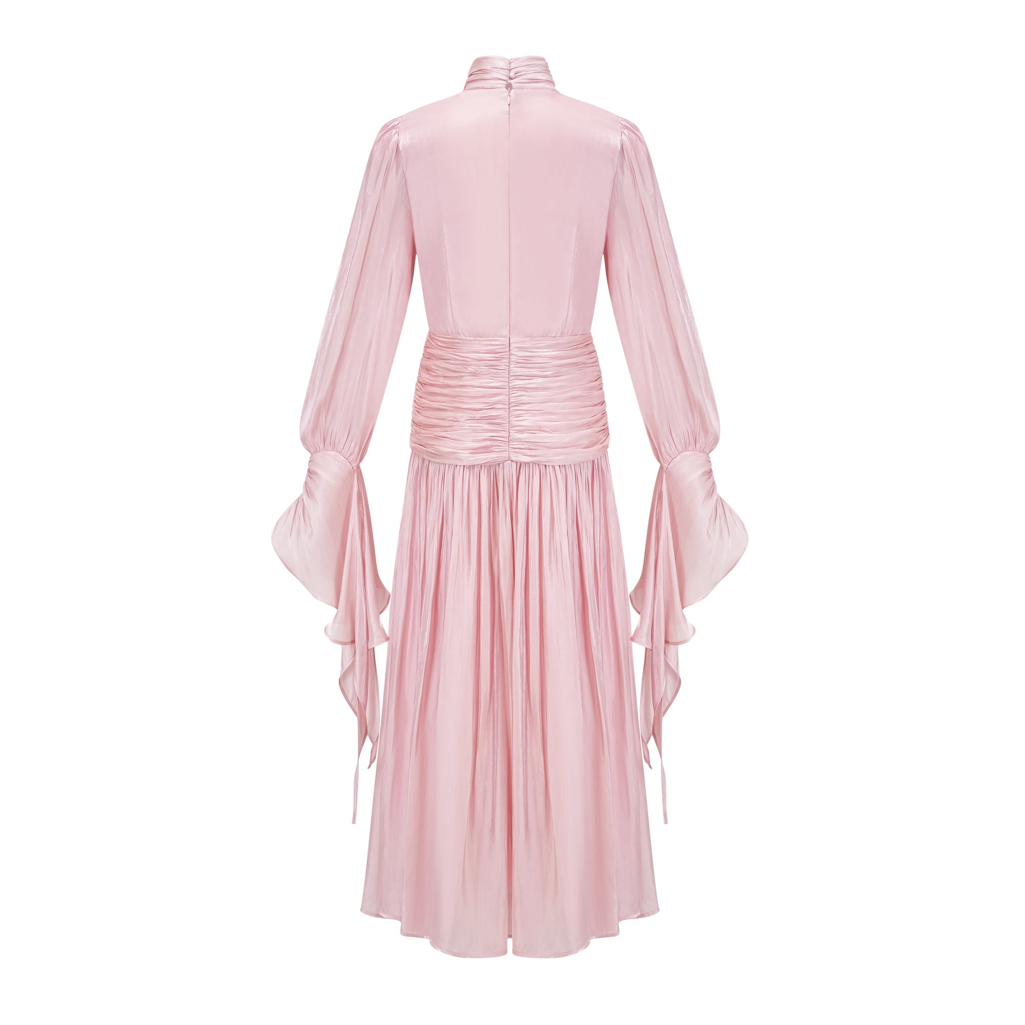 Sarolta Pink Glossy Ruched Maxi Dress (Final Sale-US Only)