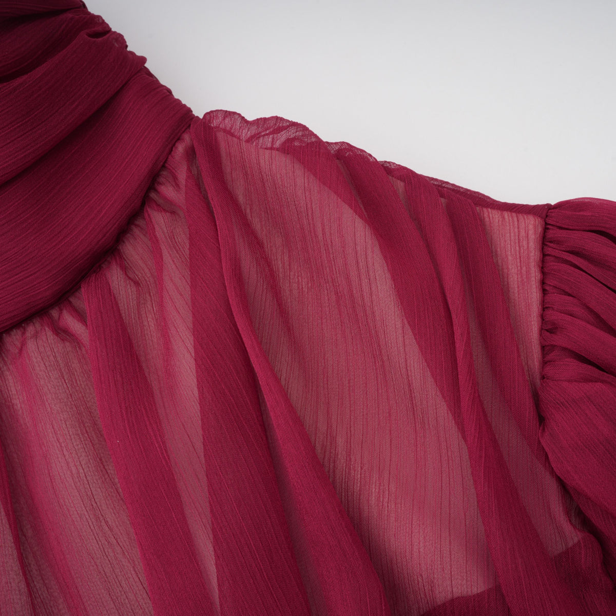 Éléna Burgundy Asymmetrical Ruffled Tulle Mini Dress (Final Sale-US Only)